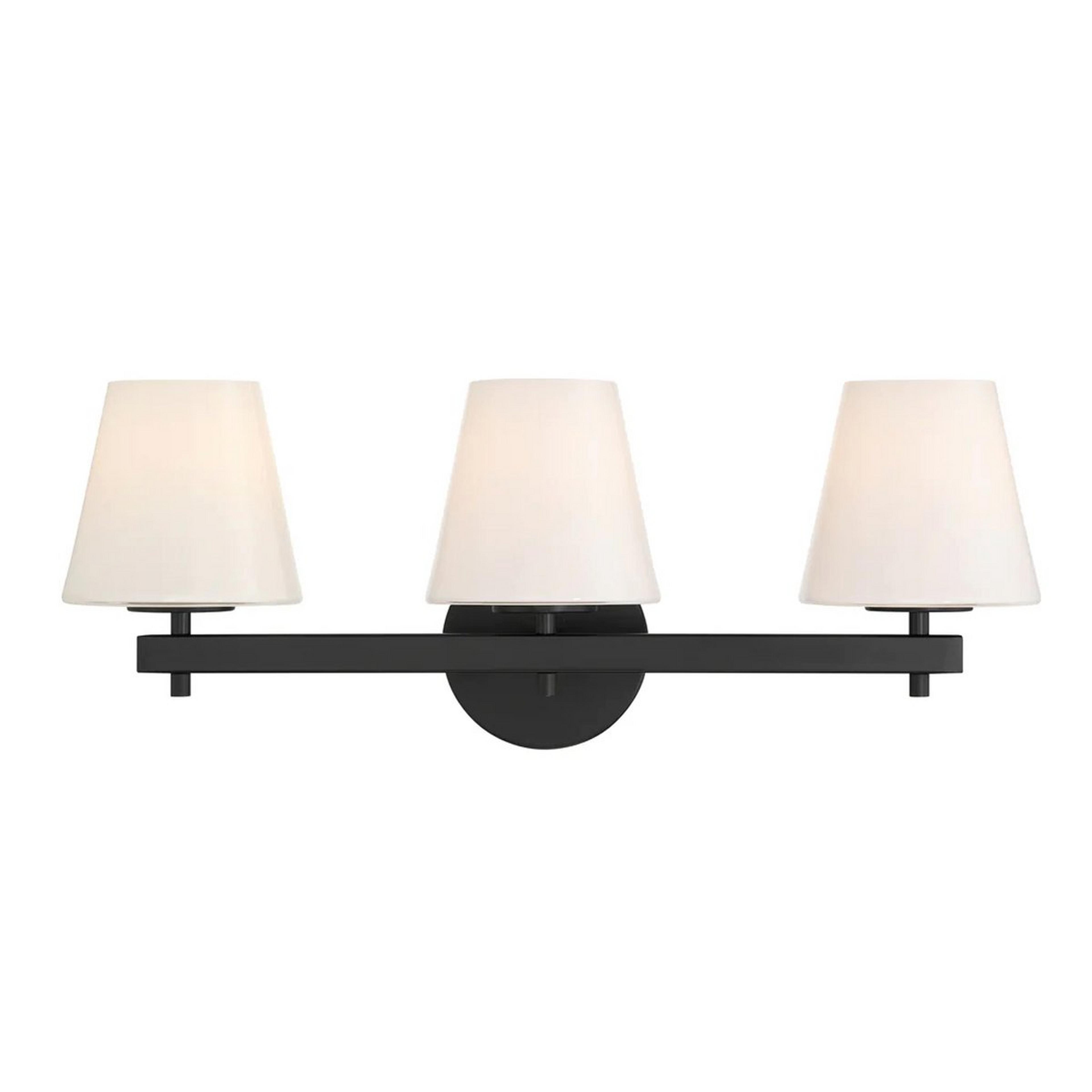 A Harpia Vanity Light - 3 Light with Black / Opal Glass color