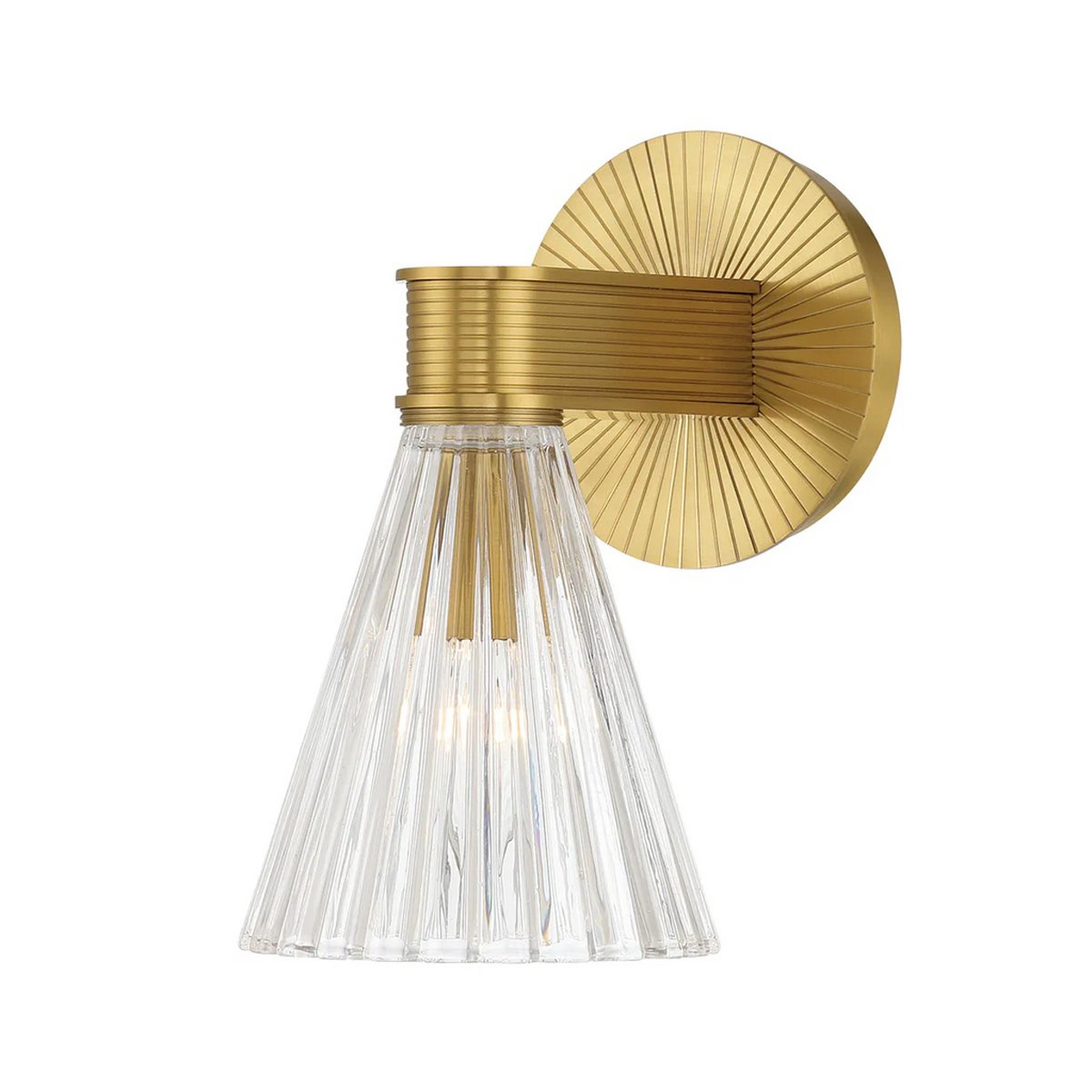A Drewsey Bath Sconce - 1 Light with Gold / Ribbed Glass color