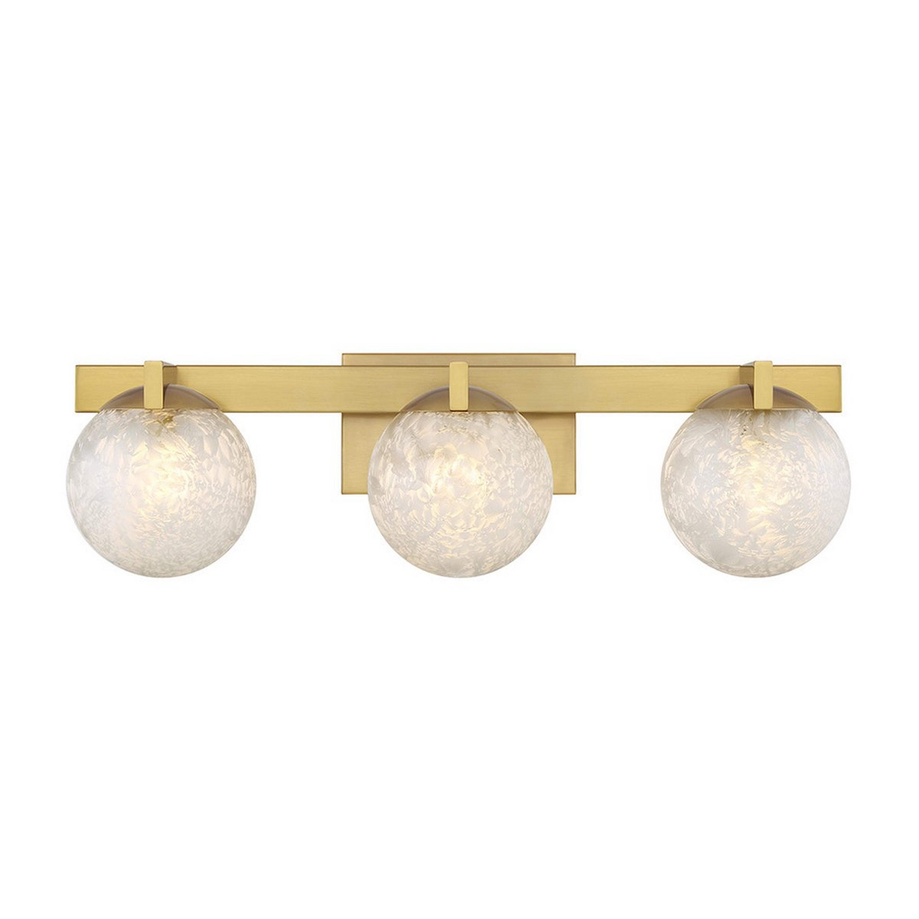 A Neoma Vanity Light - 3 Light with Aged Brass / Cloud Glass color