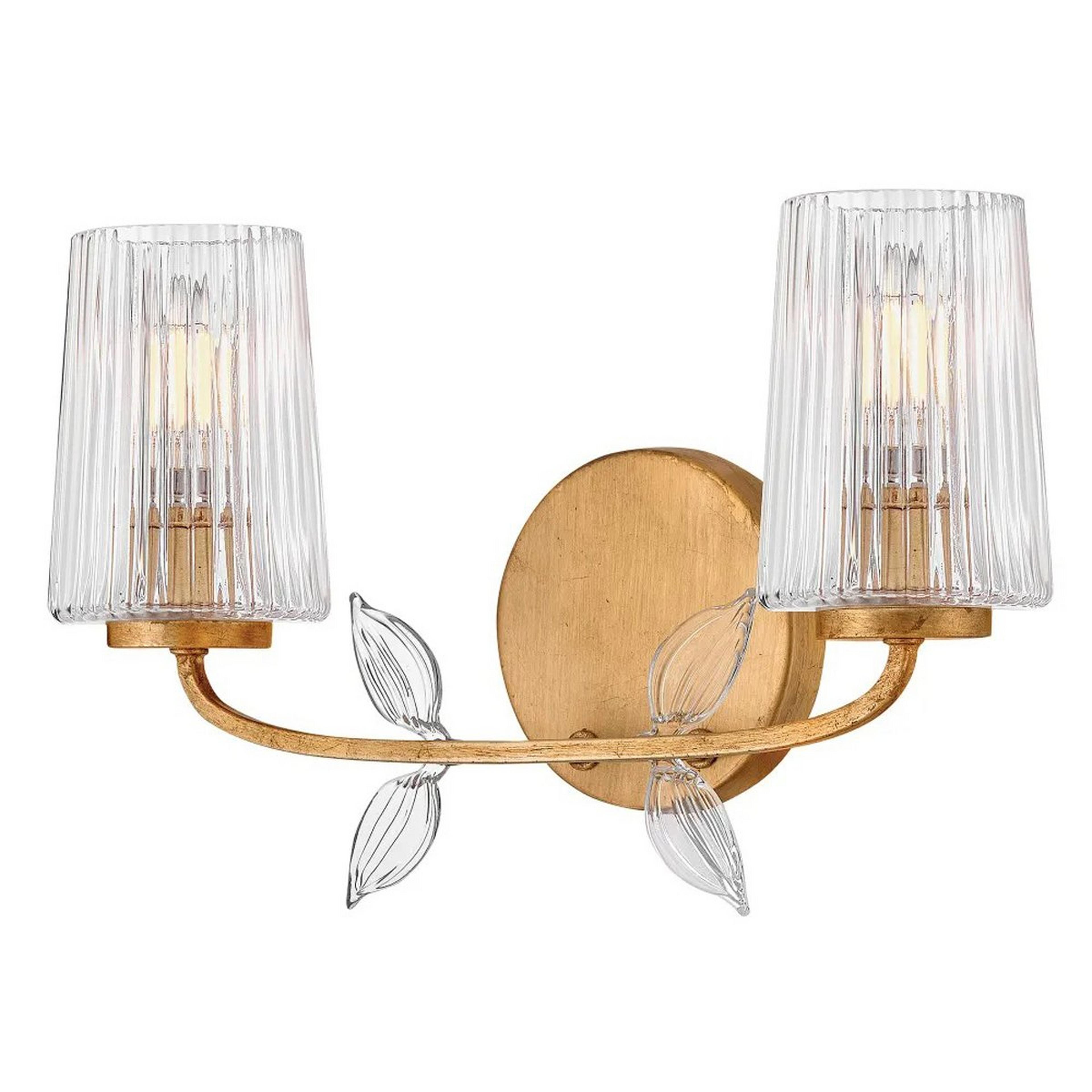 A Vasanta Vanity Light - 2 Light with Distressed Brass / Art Glass color