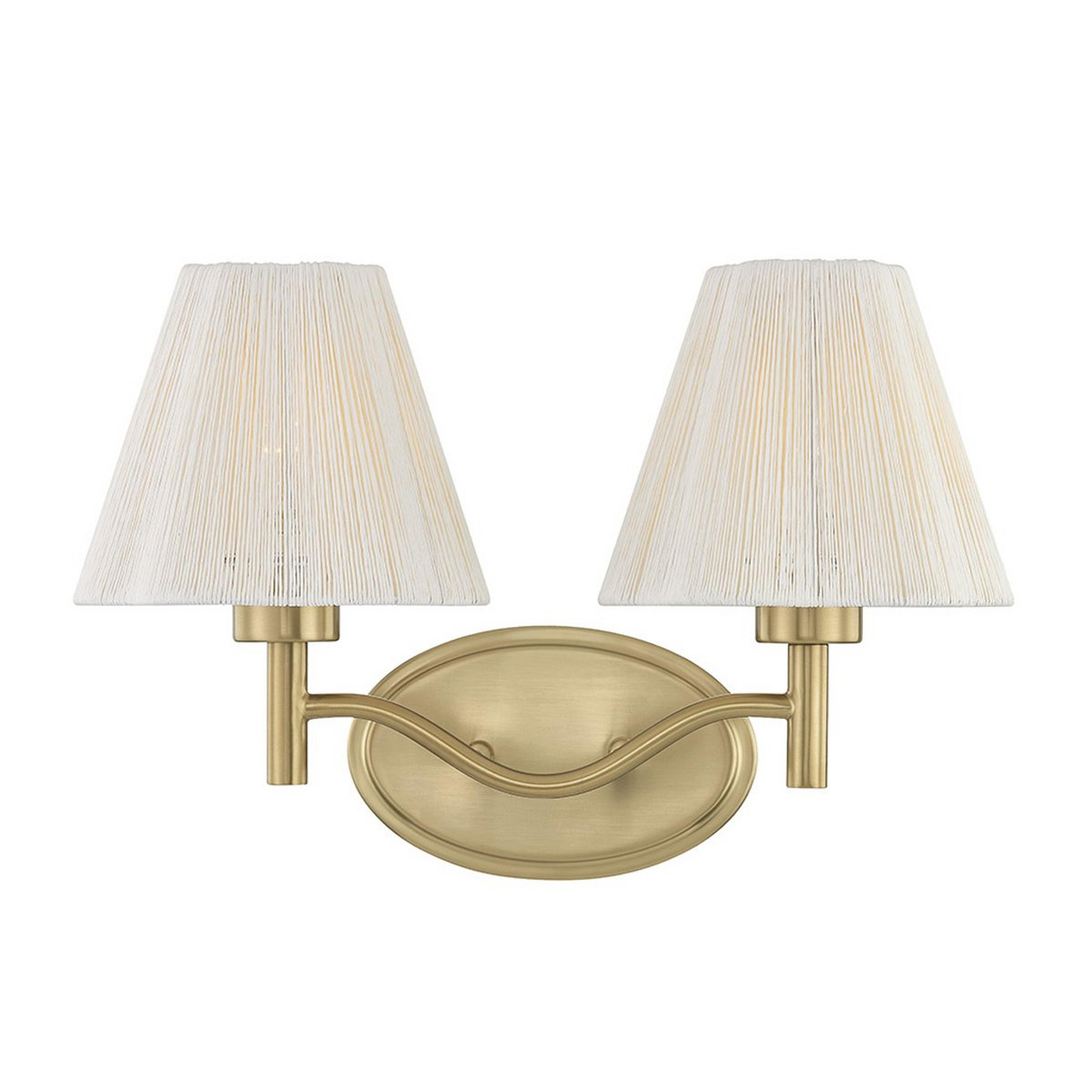 A Henrietta Vanity Light - 2 Light with Brass / White Rope color