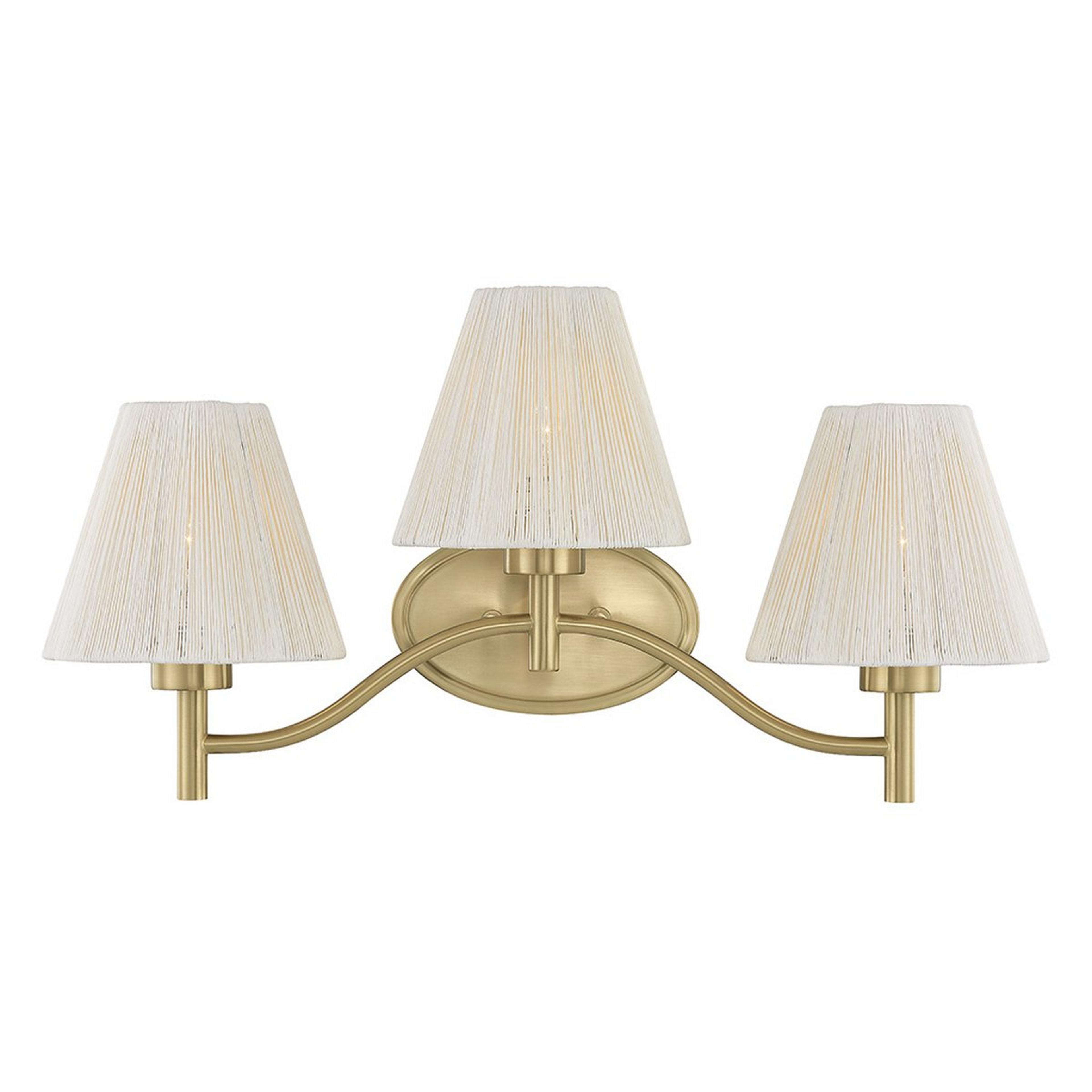 A Henrietta Vanity Light - 3 Light with Brass / White Rope color