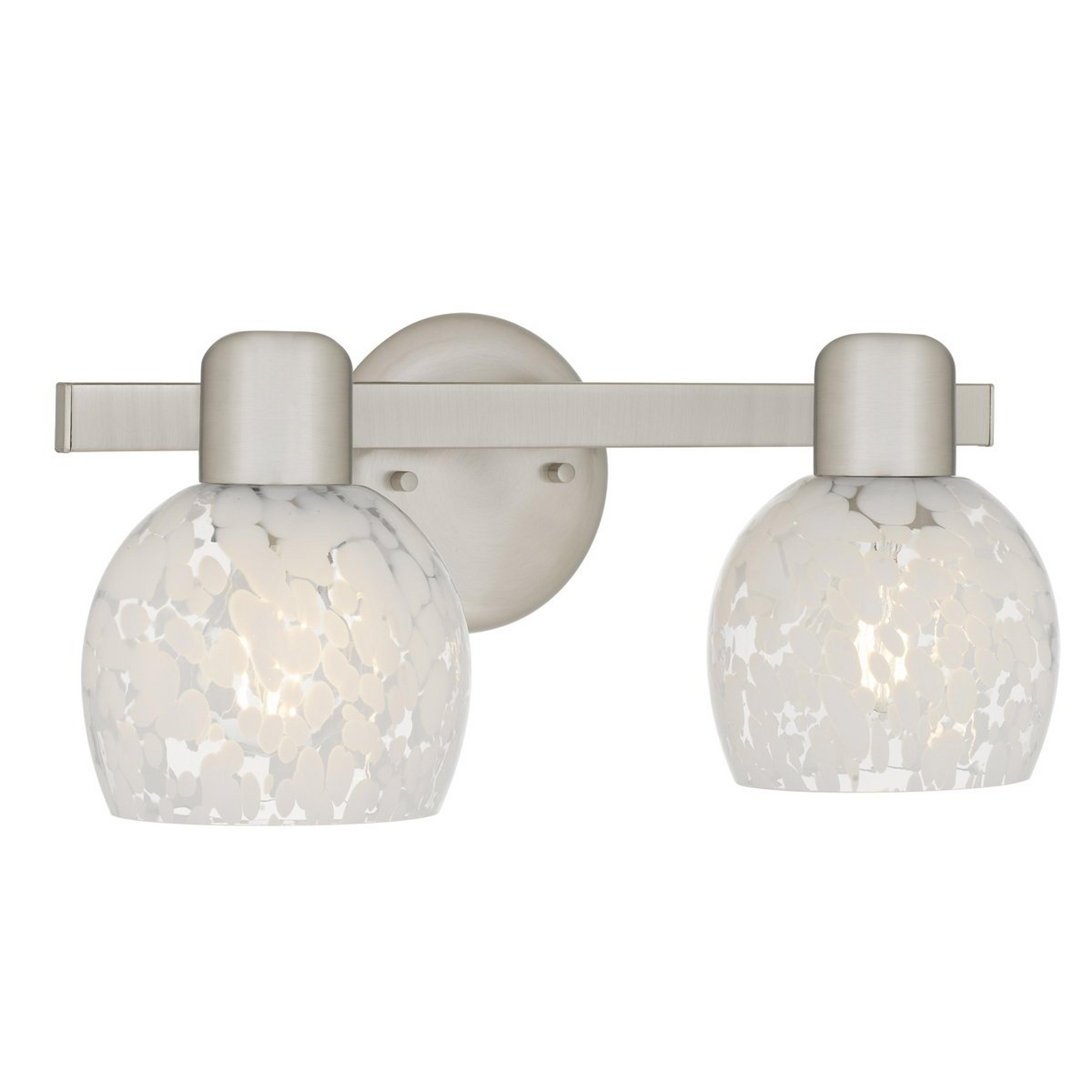 A Doyoubi Vanity Light - 2 Light with Brushed Nickel / Cloud Glass color