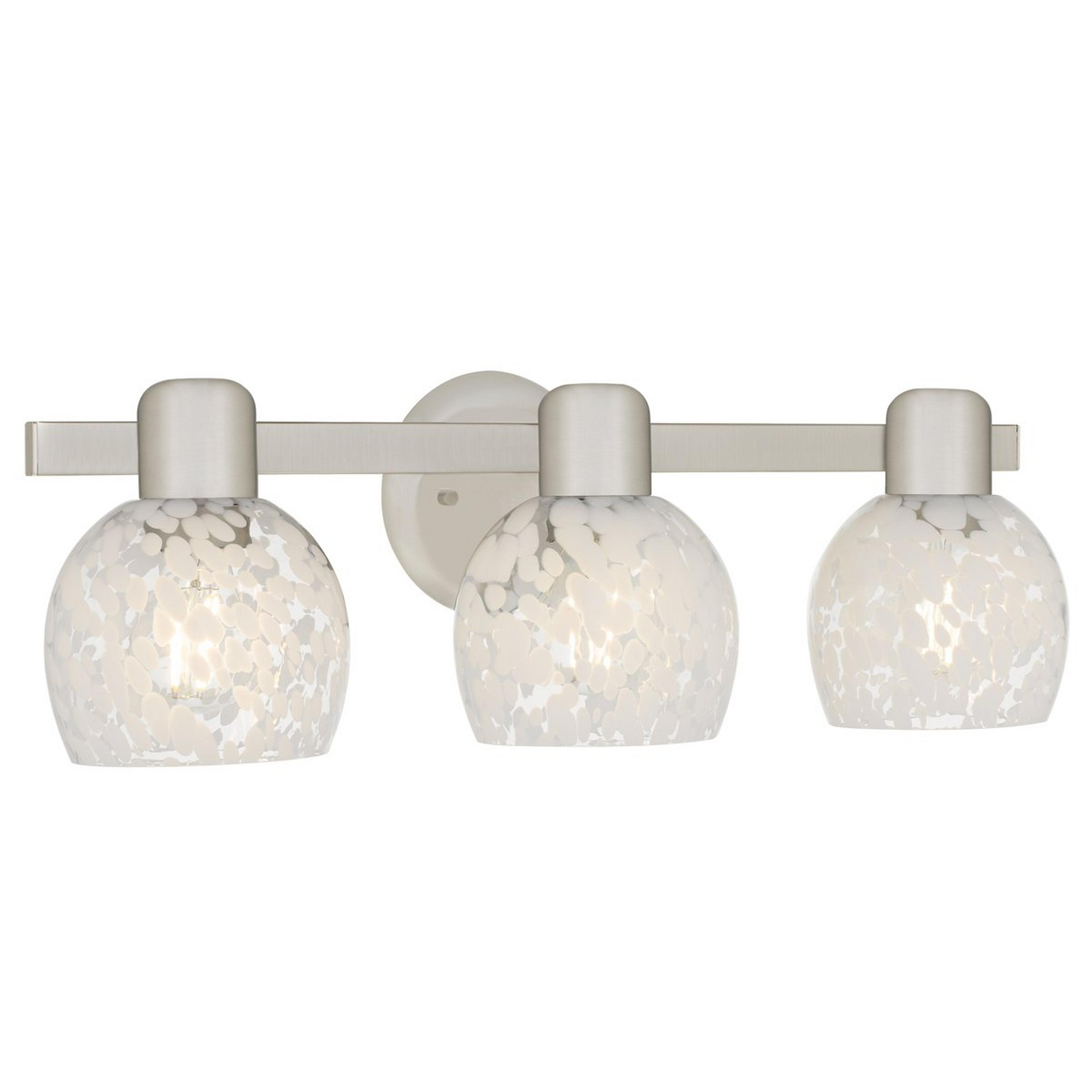 A Doyoubi Vanity Light - 3 Light with Brushed Nickel / Cloud Glass color