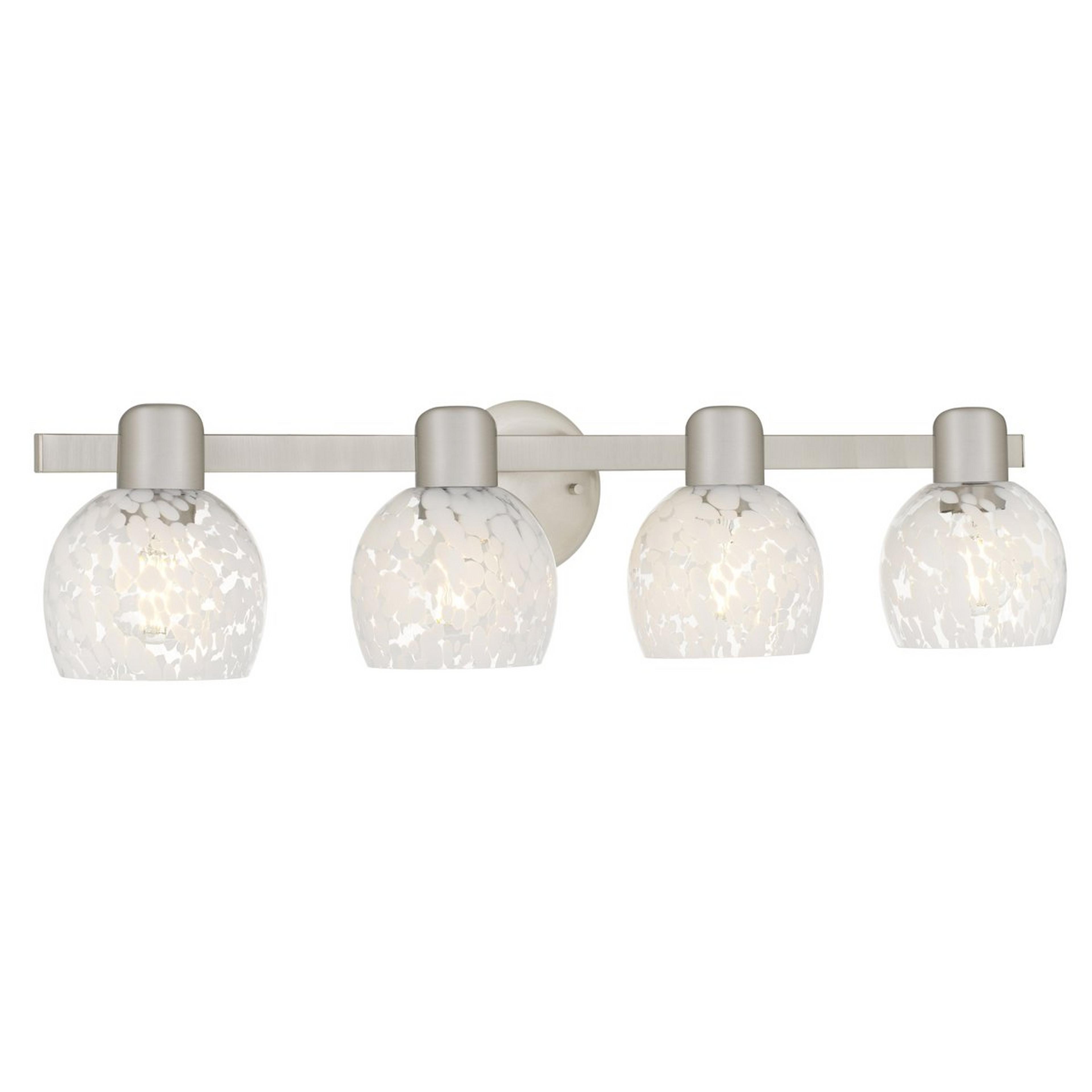 A Doyoubi Vanity Light - 4 Light with Brushed Nickel / Cloud Glass color