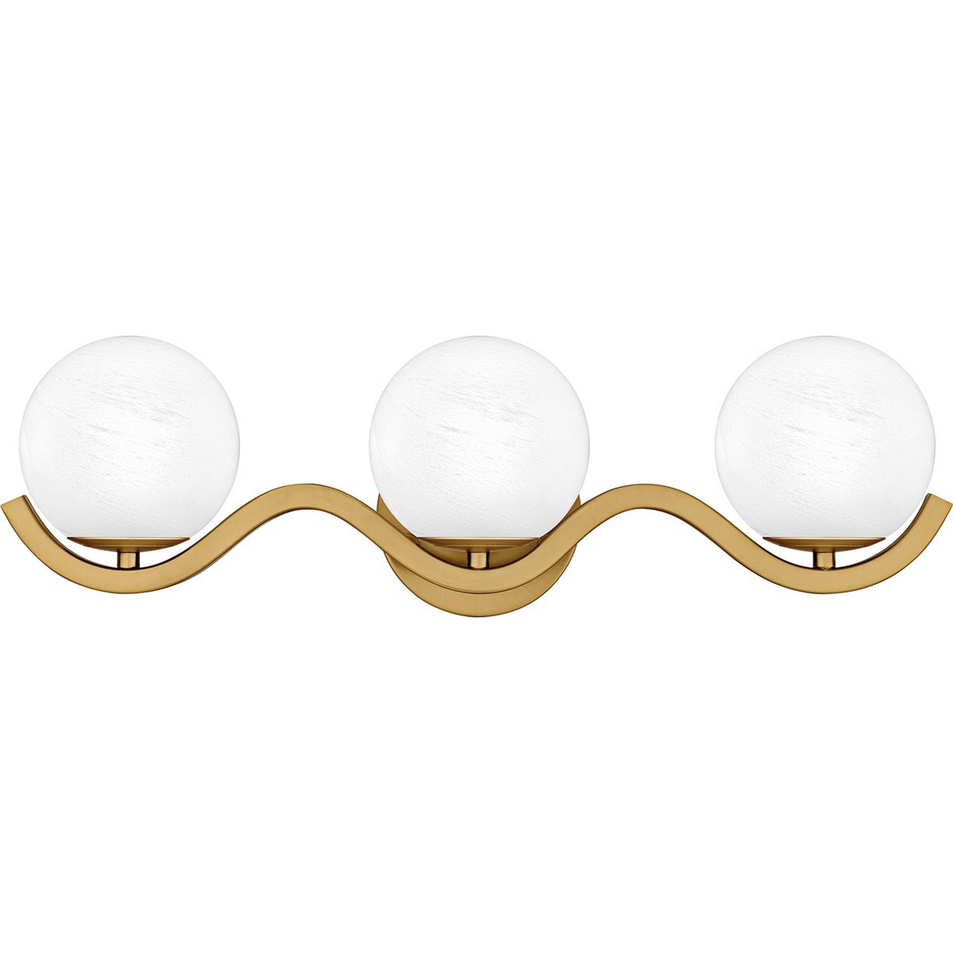 A Armoniosa Vanity Light - 3 Light with Aged Brass / Cloud Glass color