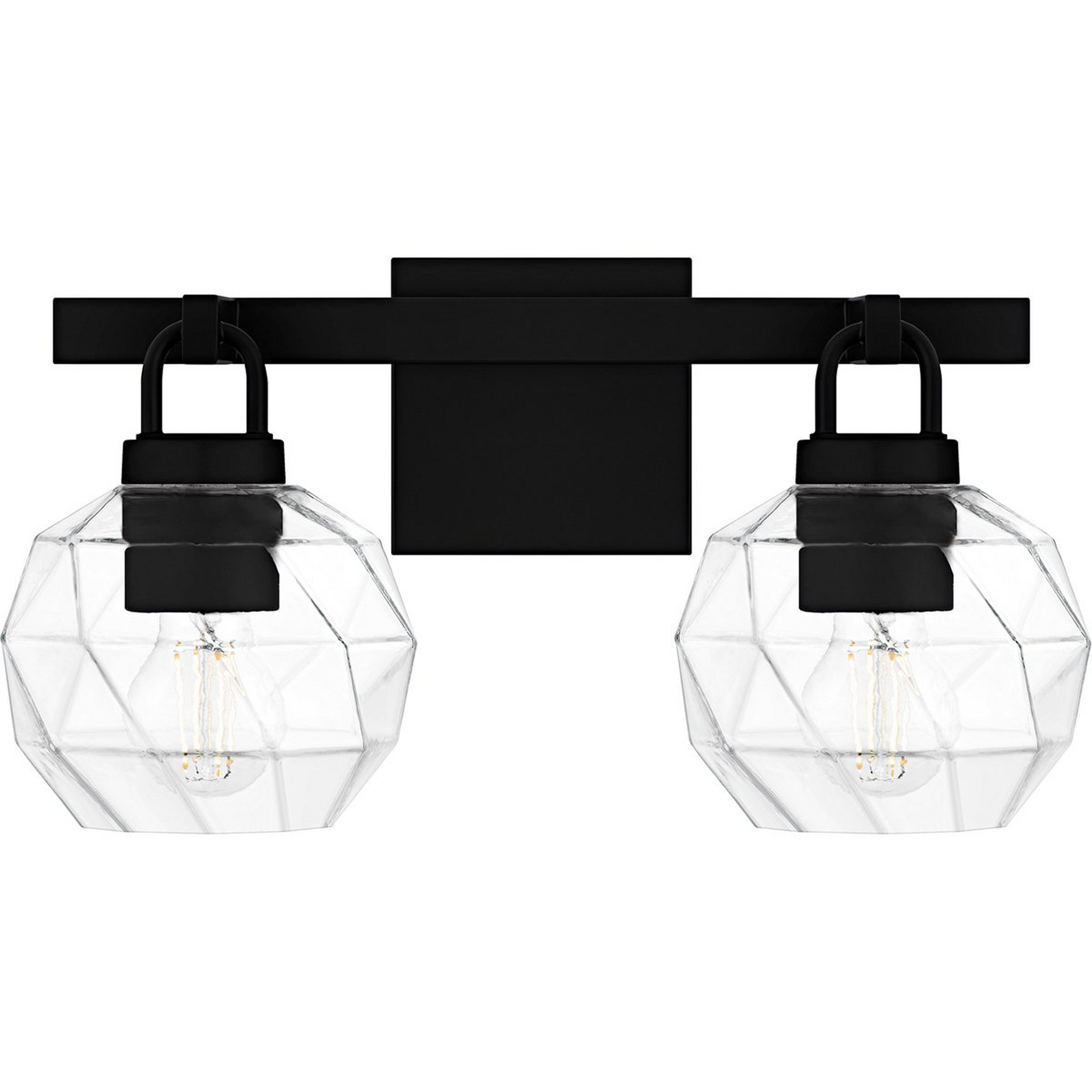 A Cadenas Vanity Light - 2 Light with Black / Clear Glass color
