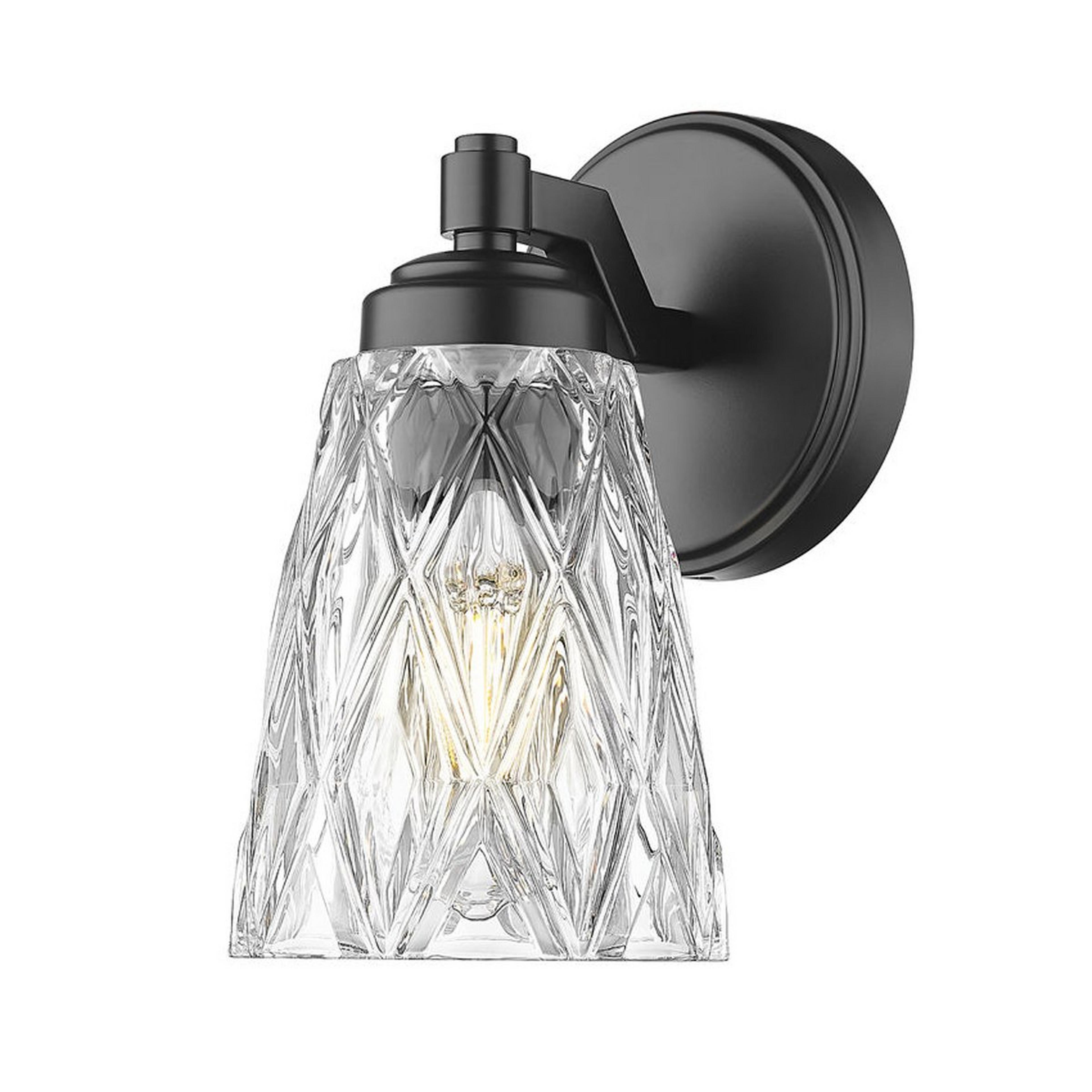 A Etchart Bath Sconce with Black / Clear Glass color
