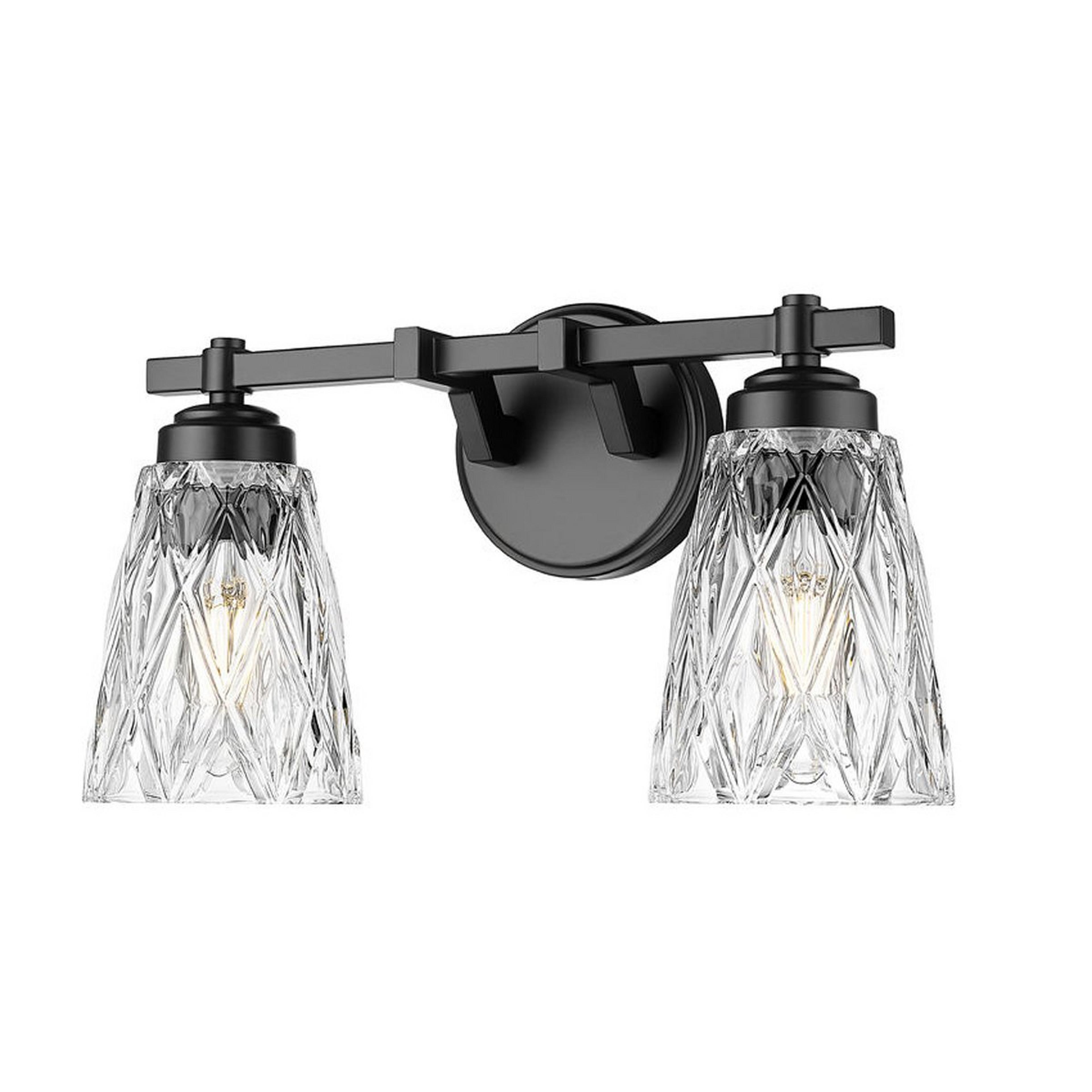 A Etchart Vanity Light - 2 Light with Black / Clear Glass color