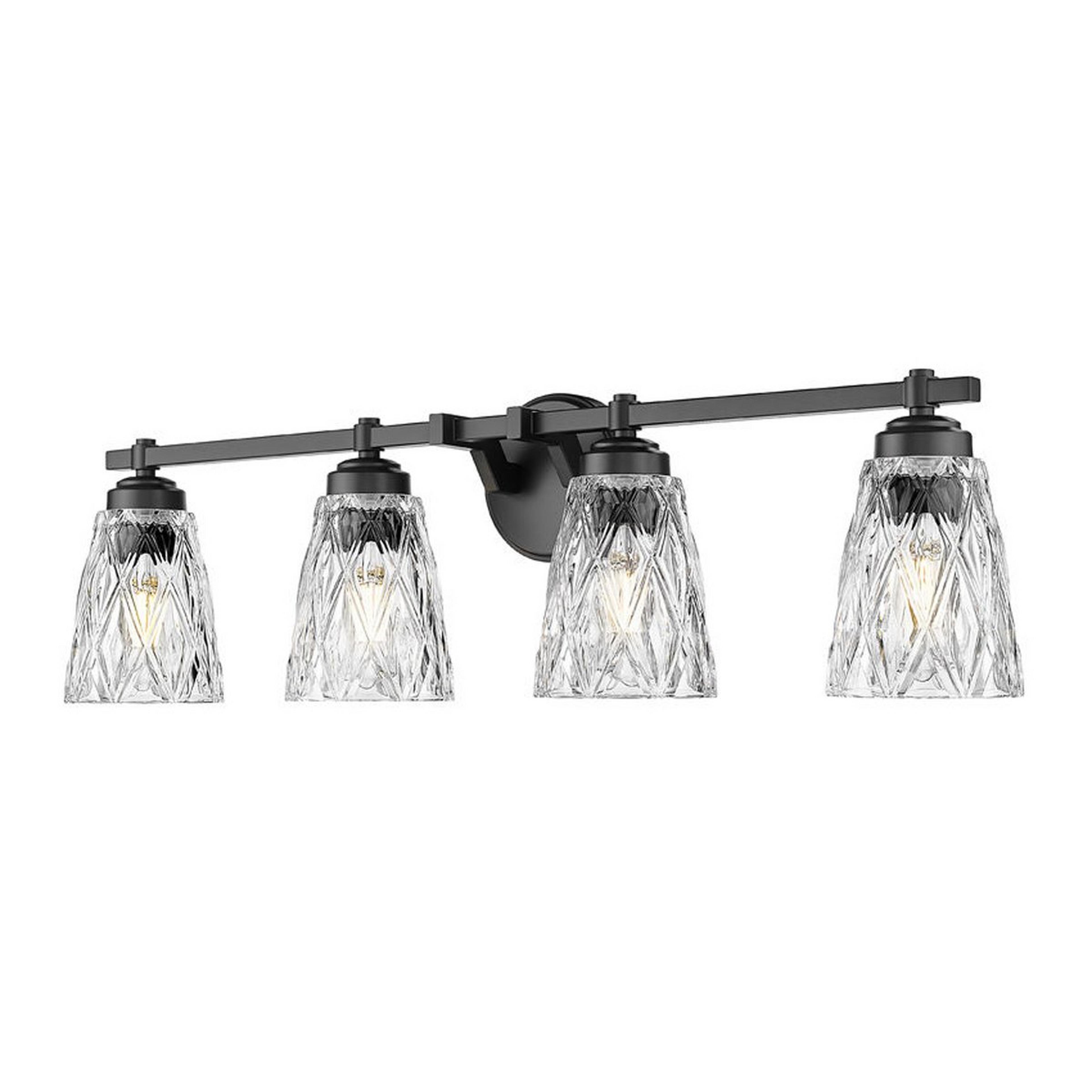 A Etchart Vanity Light - 4 Light with Black / Clear Glass color