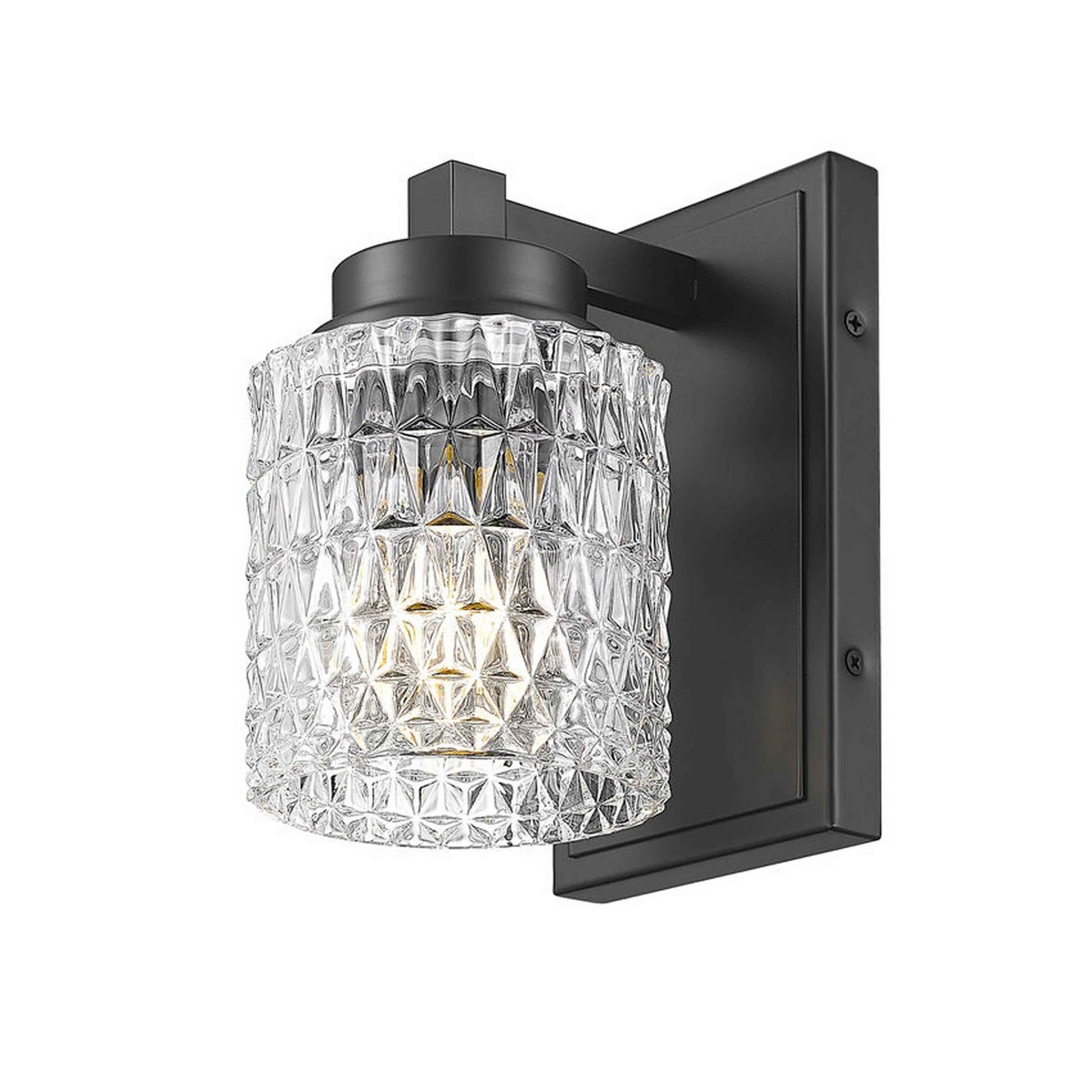 A Rexroth Bath Sconce with Black / Clear Glass color