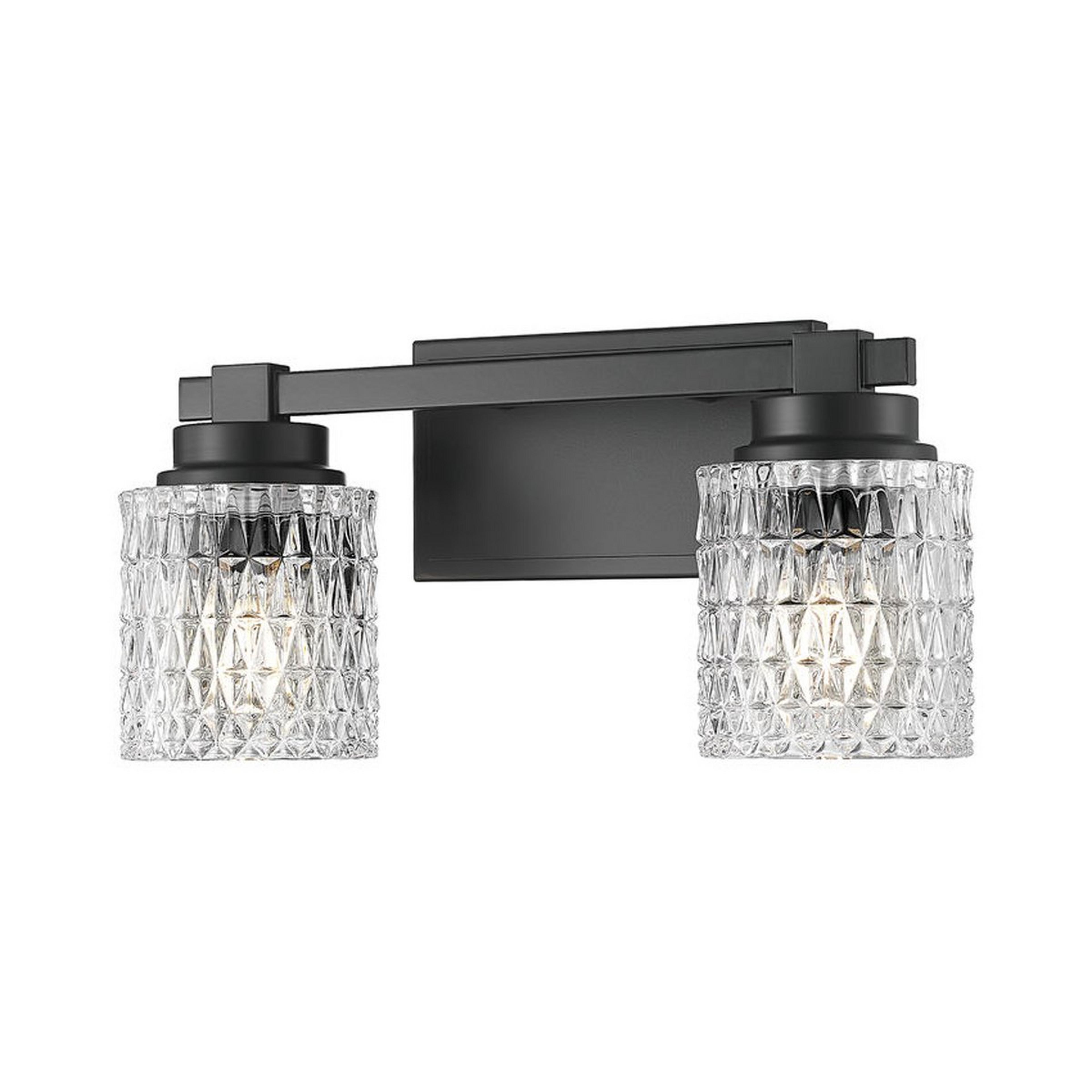 A Rexroth Vanity Light - 2 Light with Black / Clear Glass color