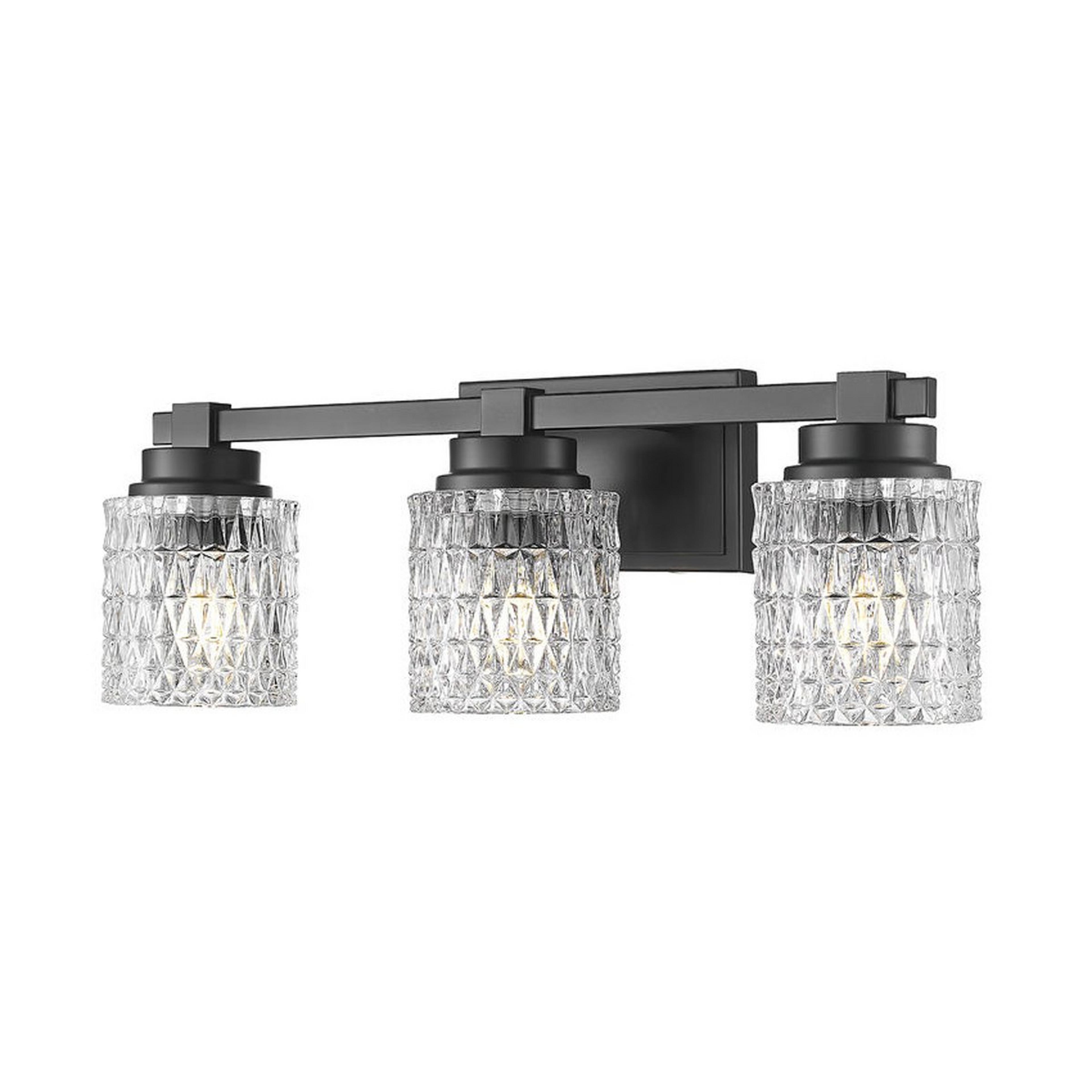 A Rexroth Vanity Light - 3 Light with Black / Clear Glass color