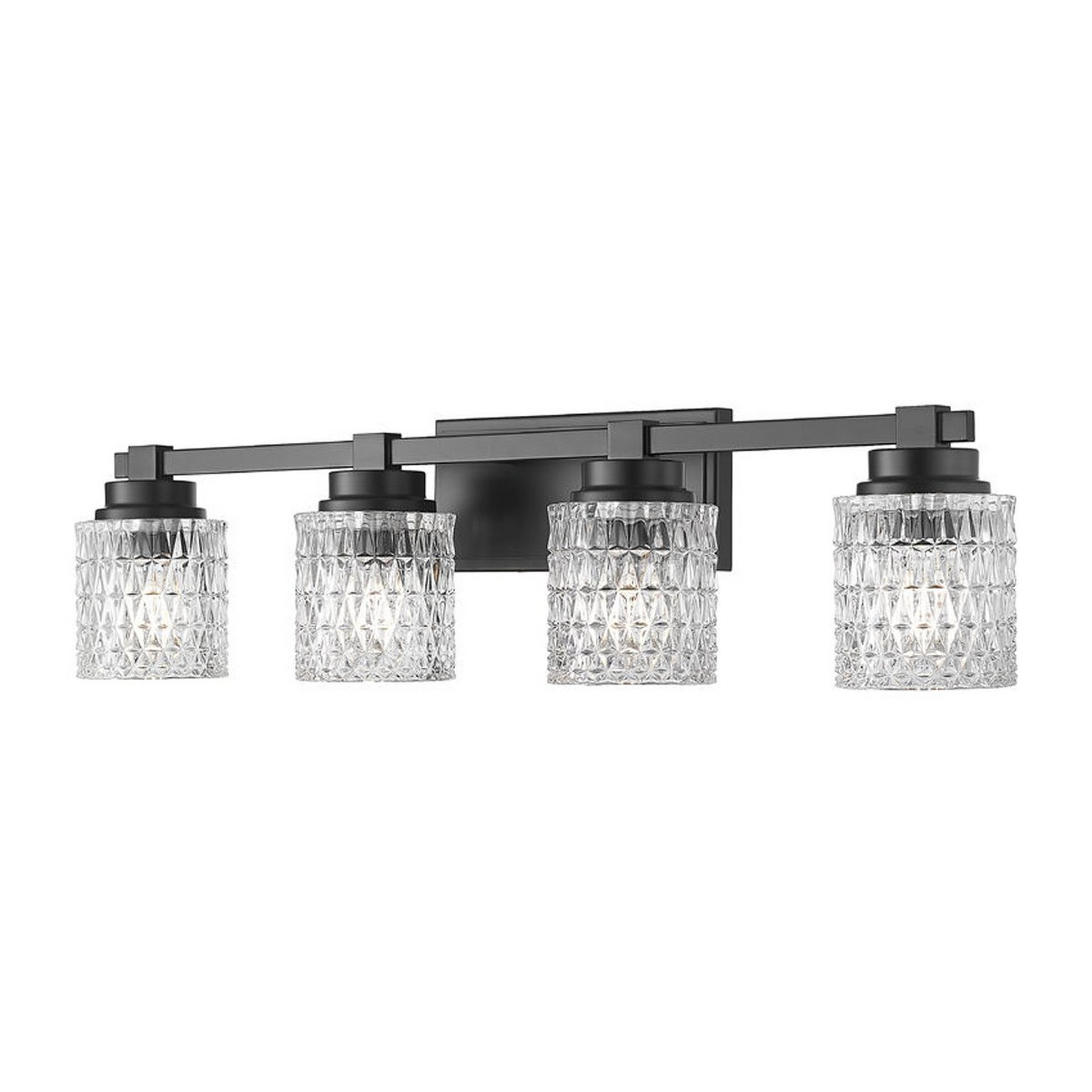 A Rexroth Vanity Light - 4 Light with Black / Clear Glass color