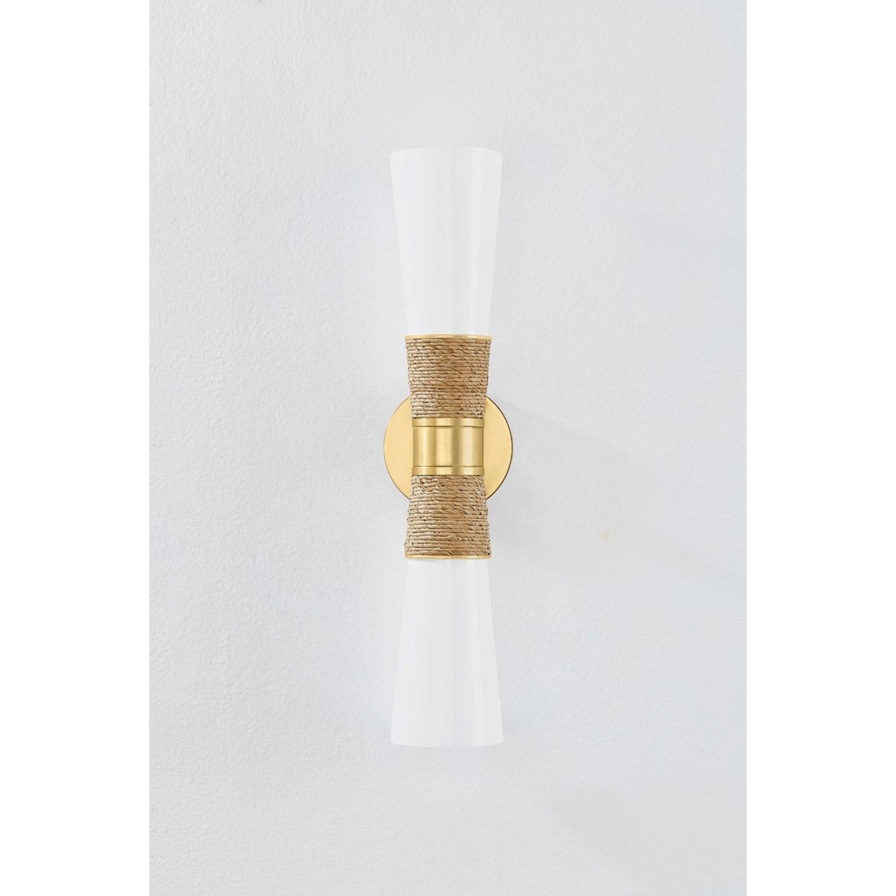 A Fortales Sconce - 2 Light with Aged Brass / Opal Glass color
