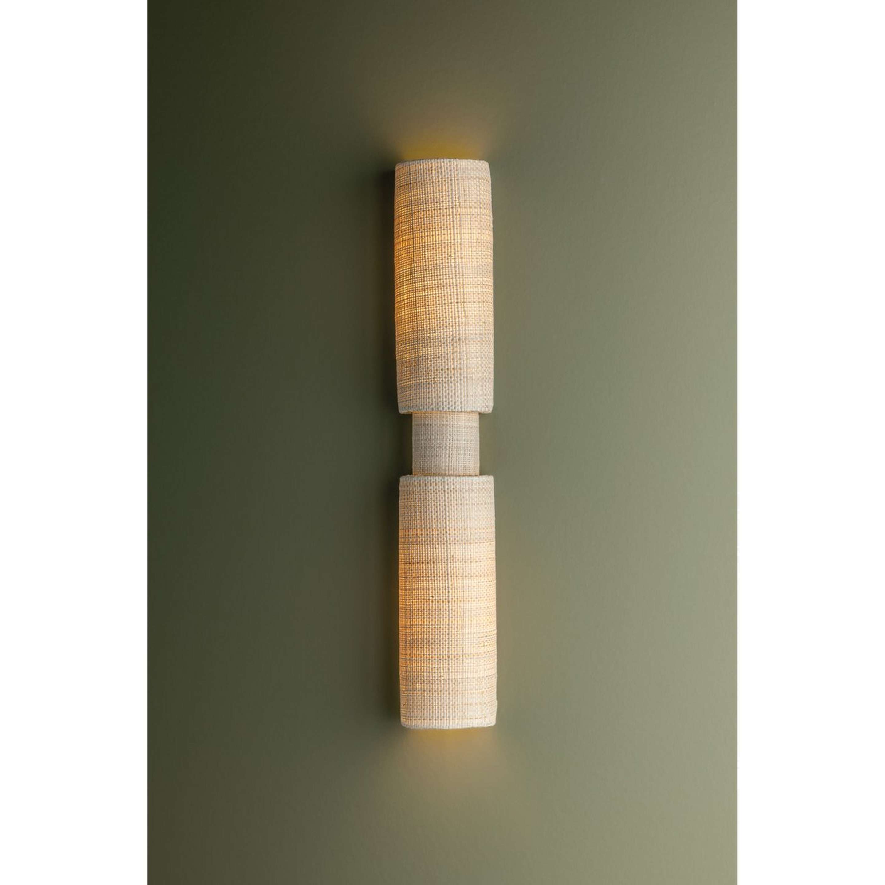 A Welby Sconce with Natural Grasscloth / Brass color