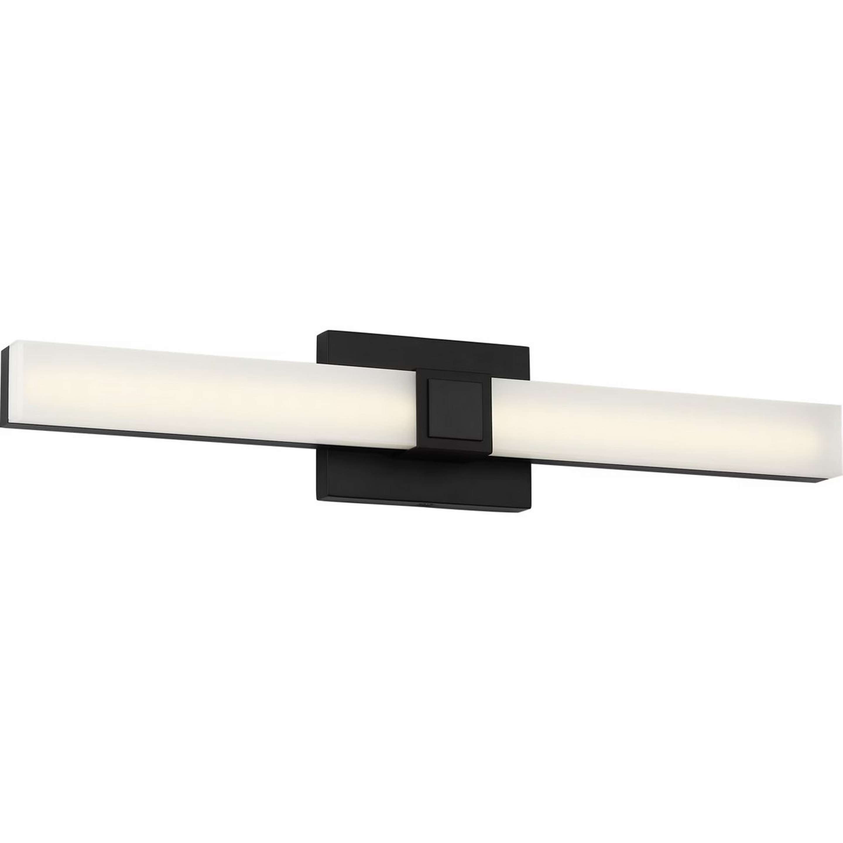 A Beck LED Vanity Light with Black / Opal Glass color