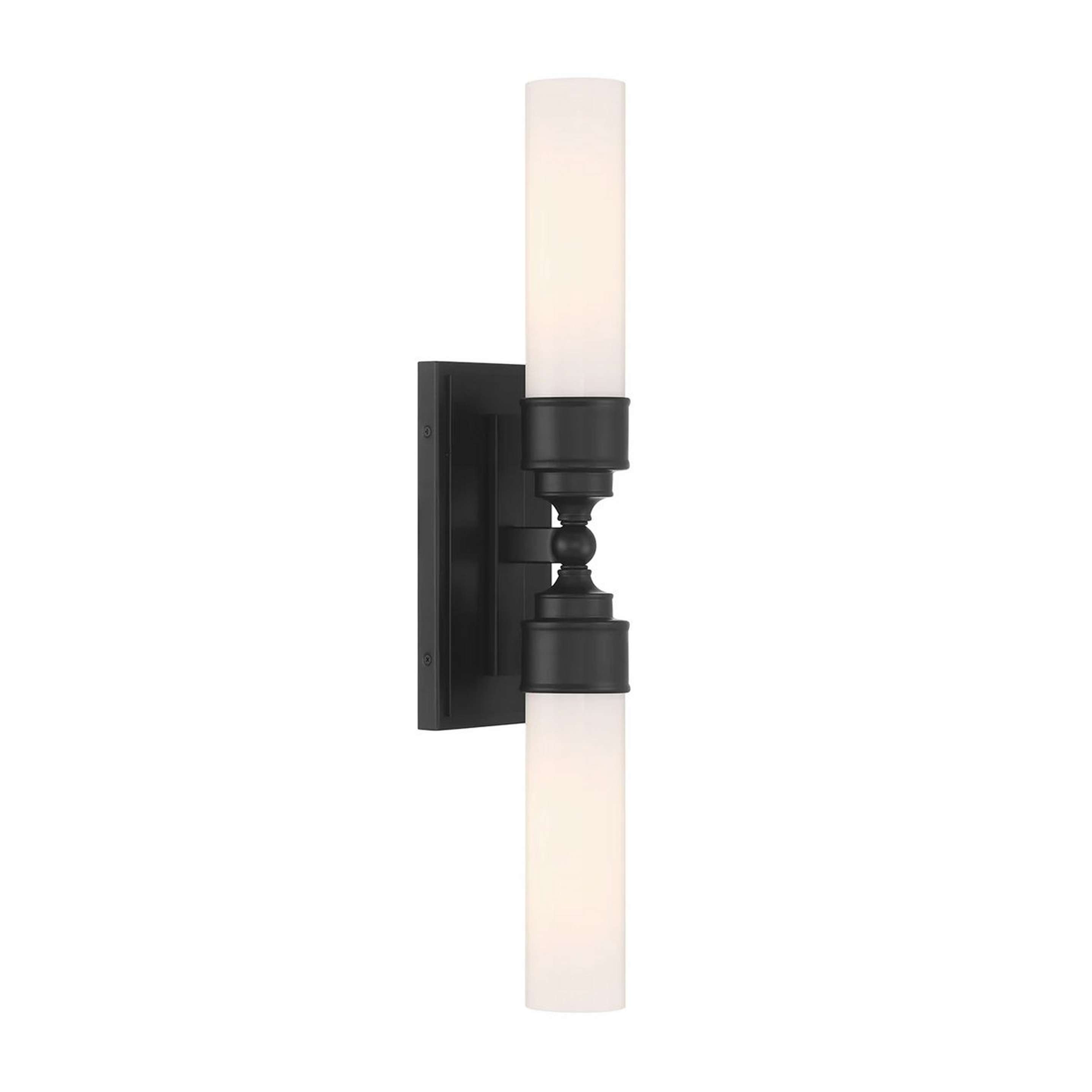 A Mariscal Bath Sconce - 2 Light with Matte Black / Opal Glass color