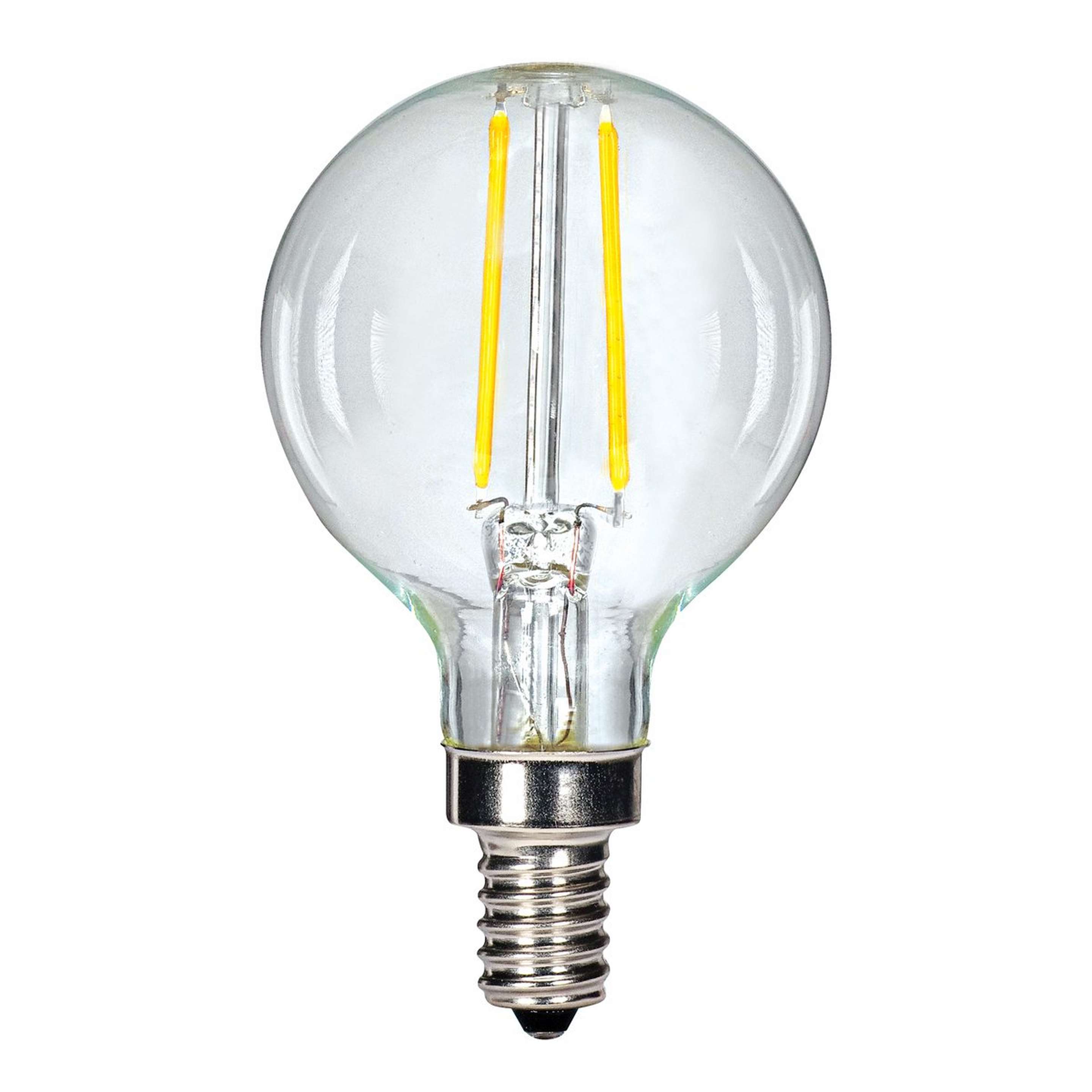 A 3 Watt G16.5 Filament Globe Candelabra Base LED Bulb with undefined color