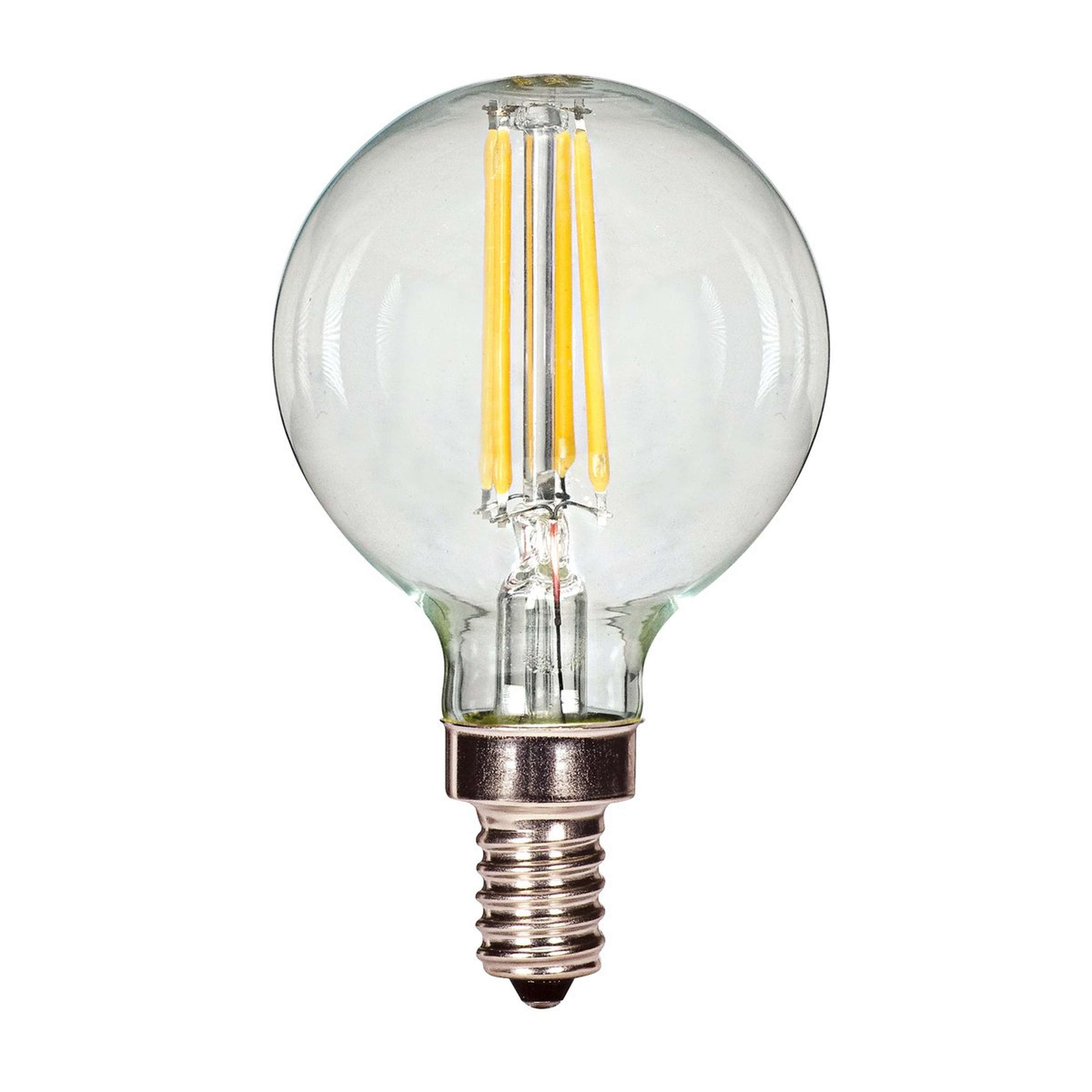A 4 Watt G16.5 Filament Globe Candelabra Base LED Bulb with undefined color