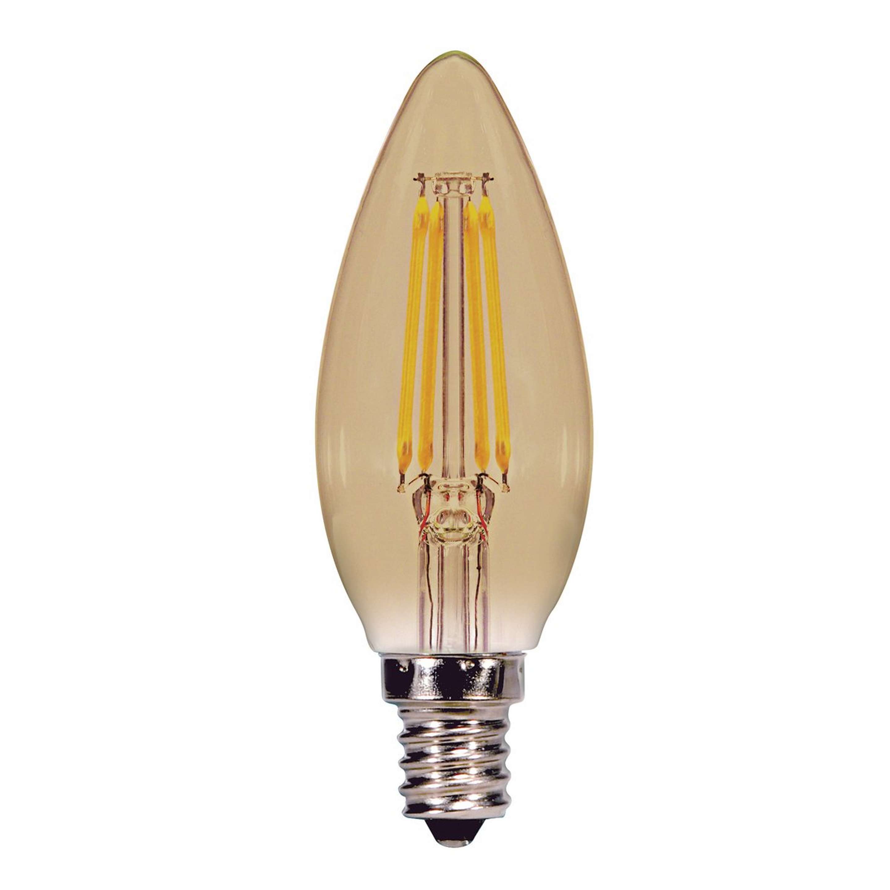 A 3.5 Watt Torpedo Candelabra Base LED Bulb - Amber with Amber color