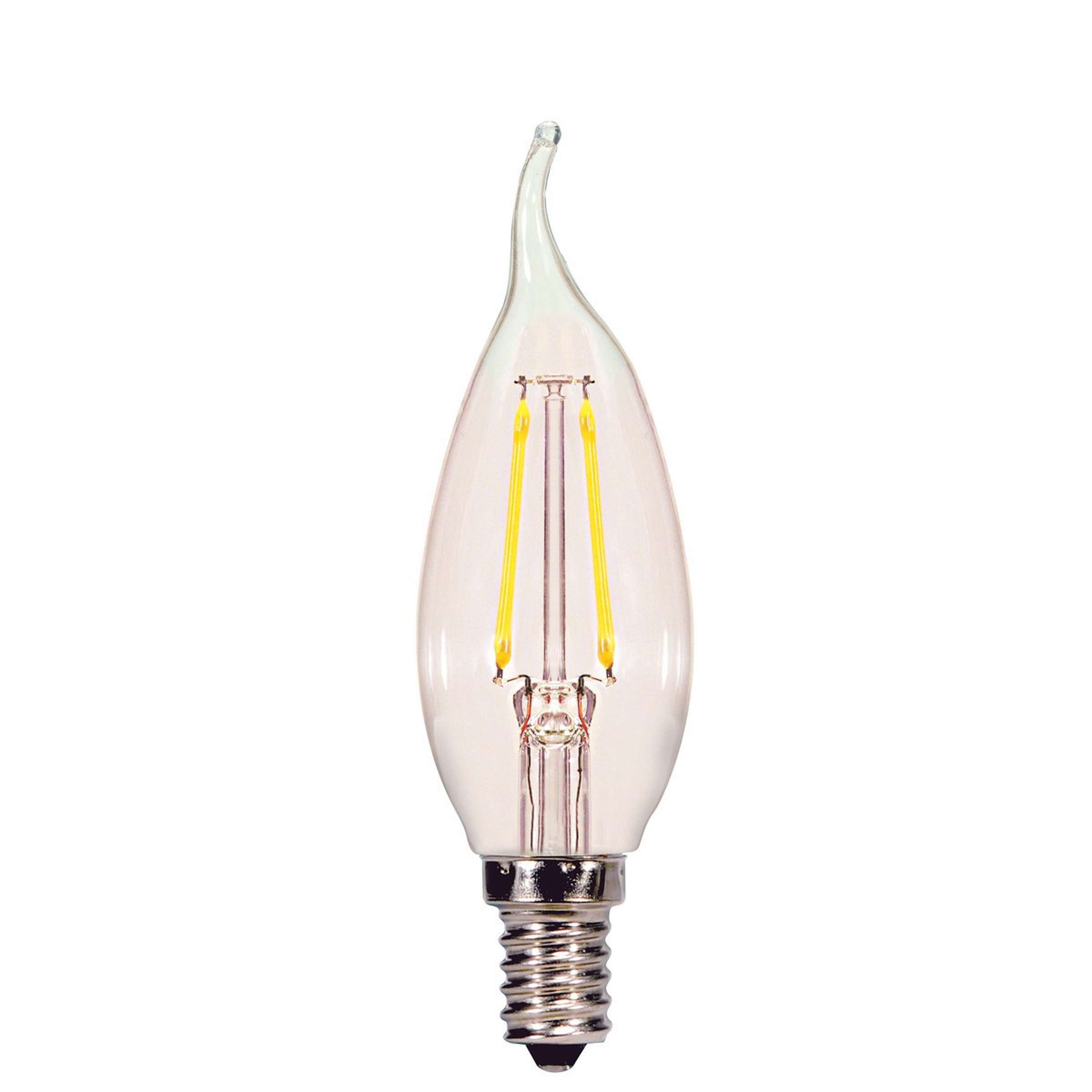 A 3 Watt Flame Tip Candelabra Base LED Bulb - Clear with undefined color