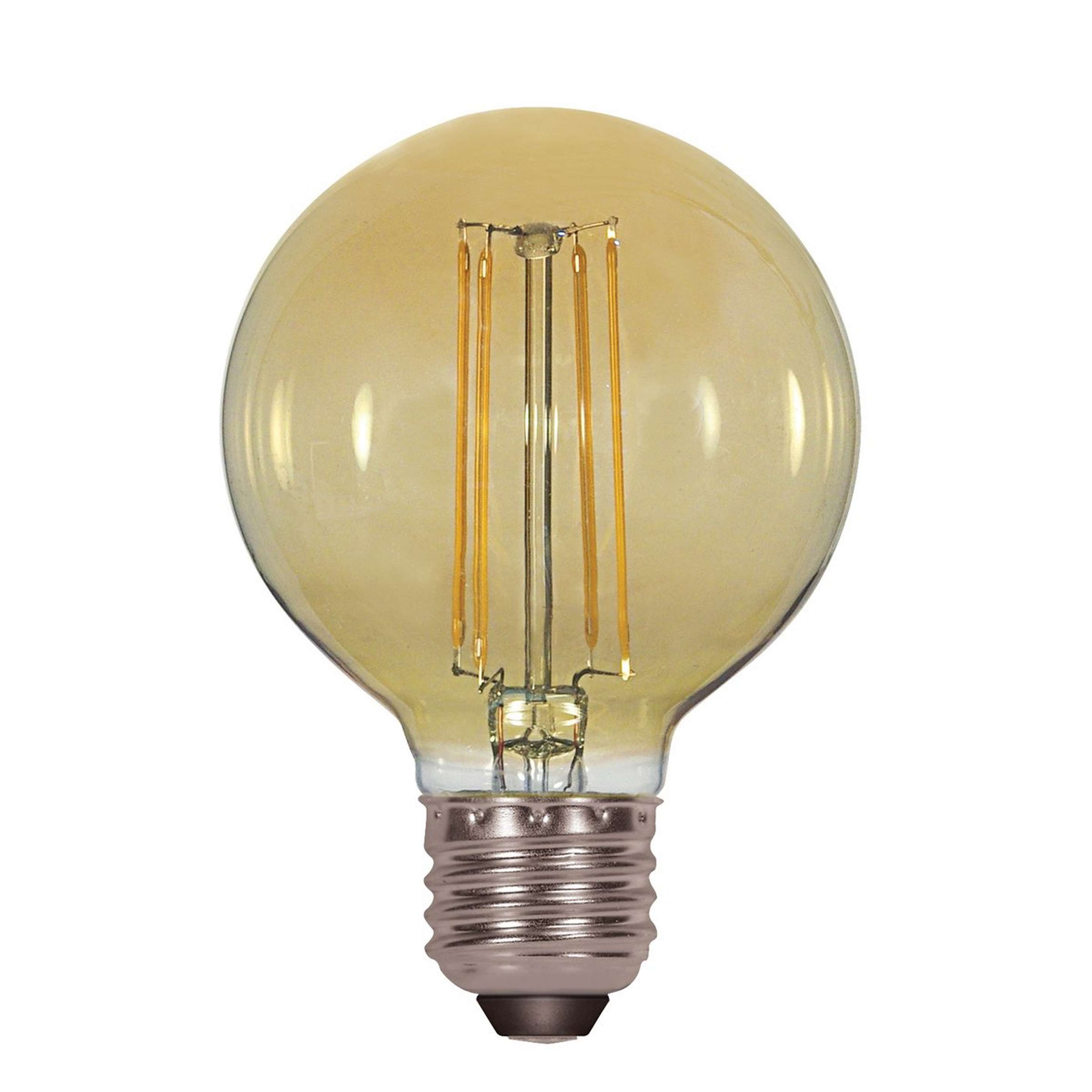 A 4.5 Watt G25 Globe Medium Base LED Bulb - Amber with Amber color