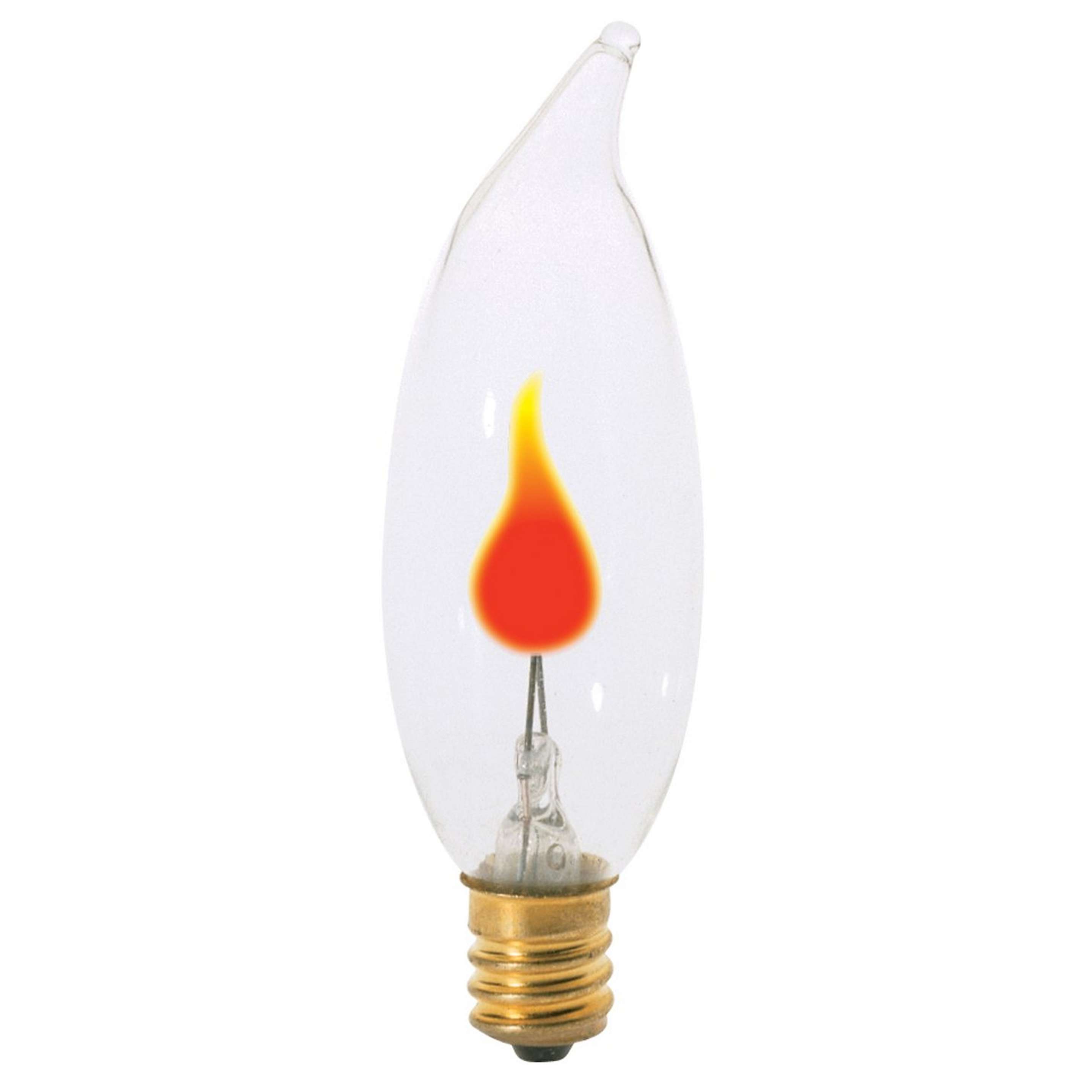 A 3 Watt Flicker Flame Tip Candelabra Bulb with undefined color