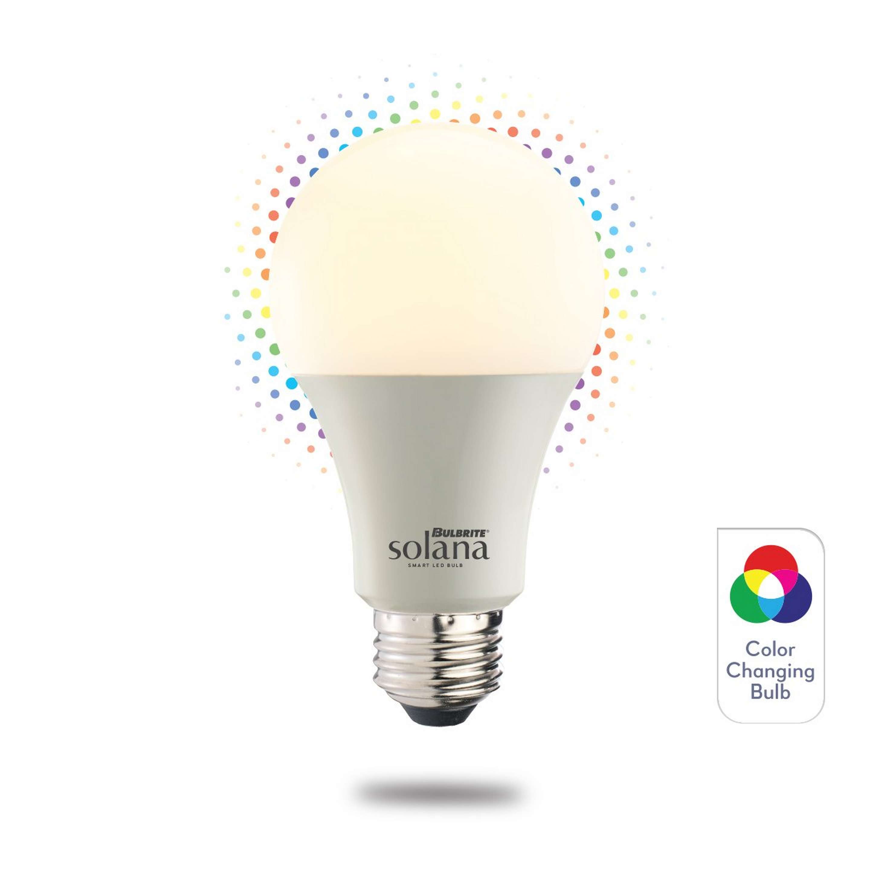 A 9 Watt A19 Medium Base LED Smart Bulb - Adjustable Color with Multi color