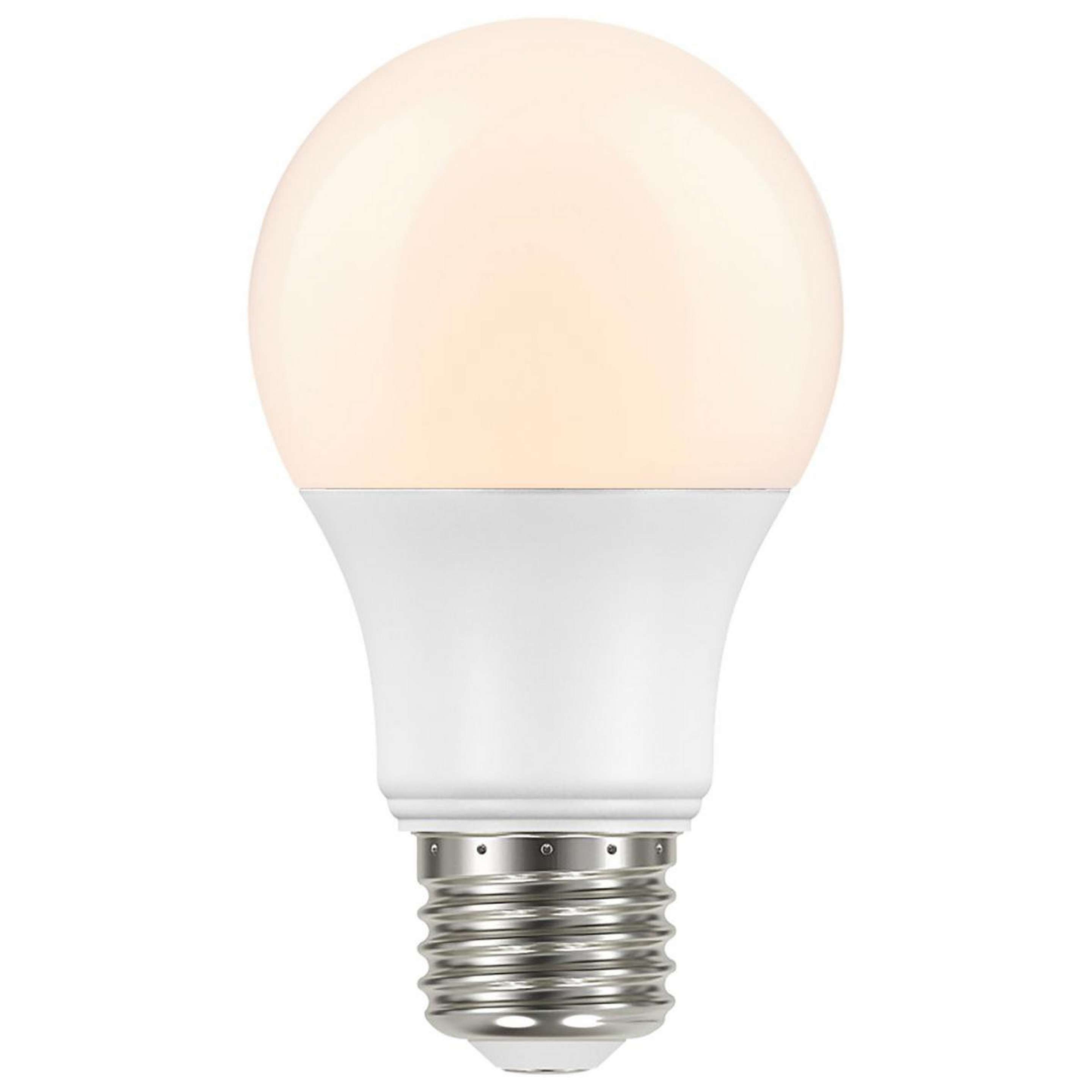 A 8.5 Watt A19 Medium Base Dusk-to-Dawn LED Bulb with undefined color
