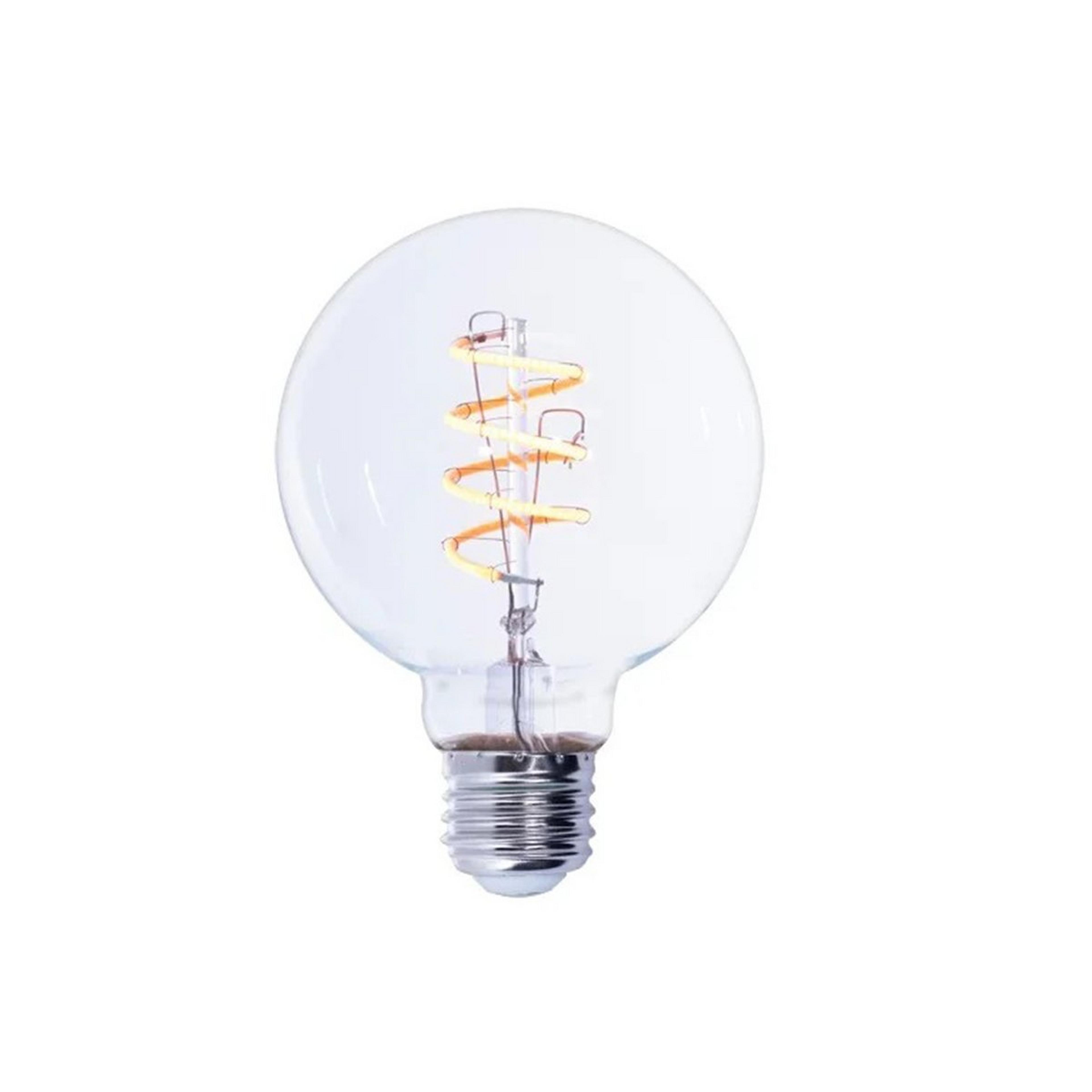 A 4 Watt G25 Medium Base Spiral LED Bulb with undefined color