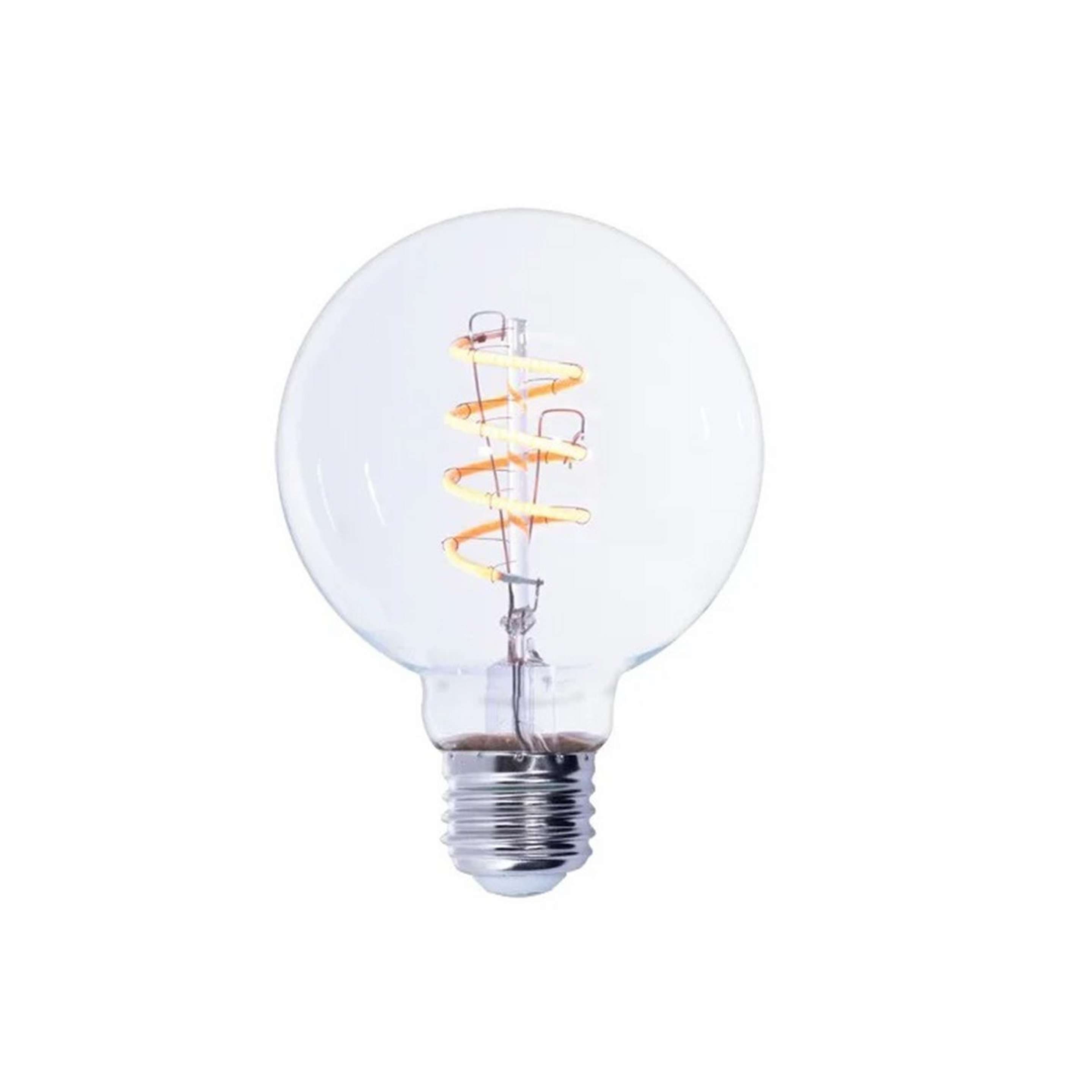 A 4.5 Watt G25 Medium Base Spiral LED Bulb with undefined color