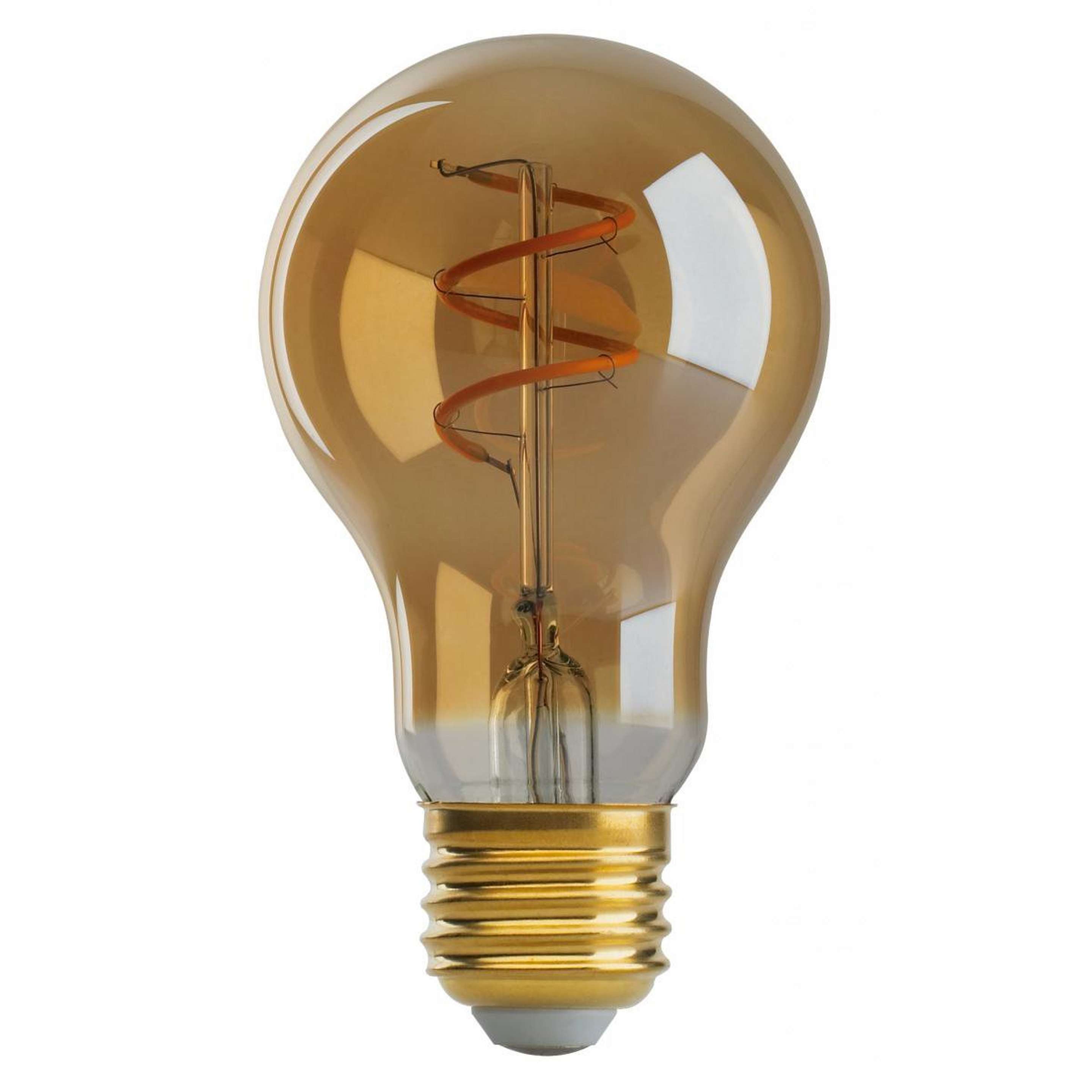 A 4.5 Watt A19 Medium Base Spiral LED Bulb - Amber with undefined color