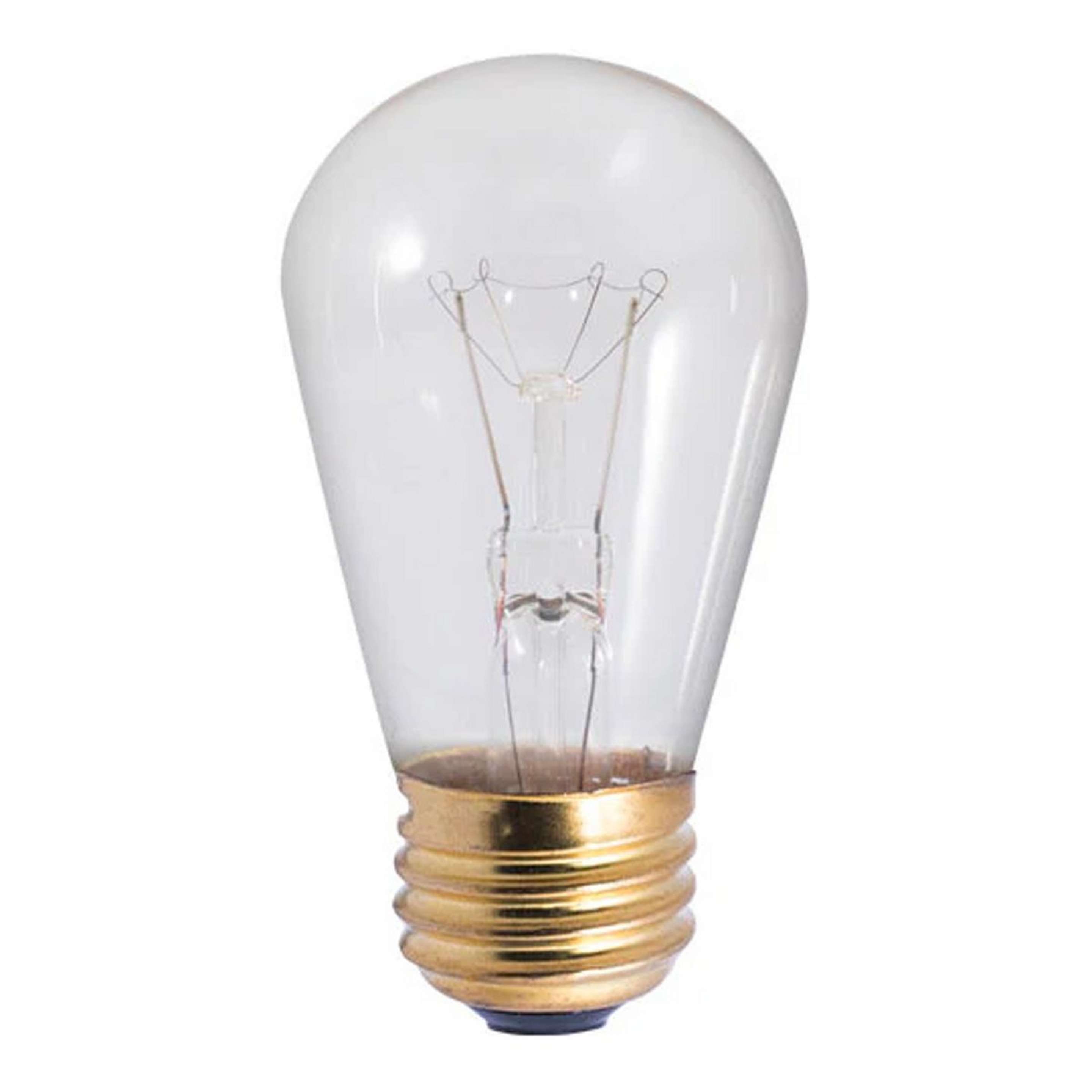A 11 Watt S14 Incandescent Light Bulb with Clear color