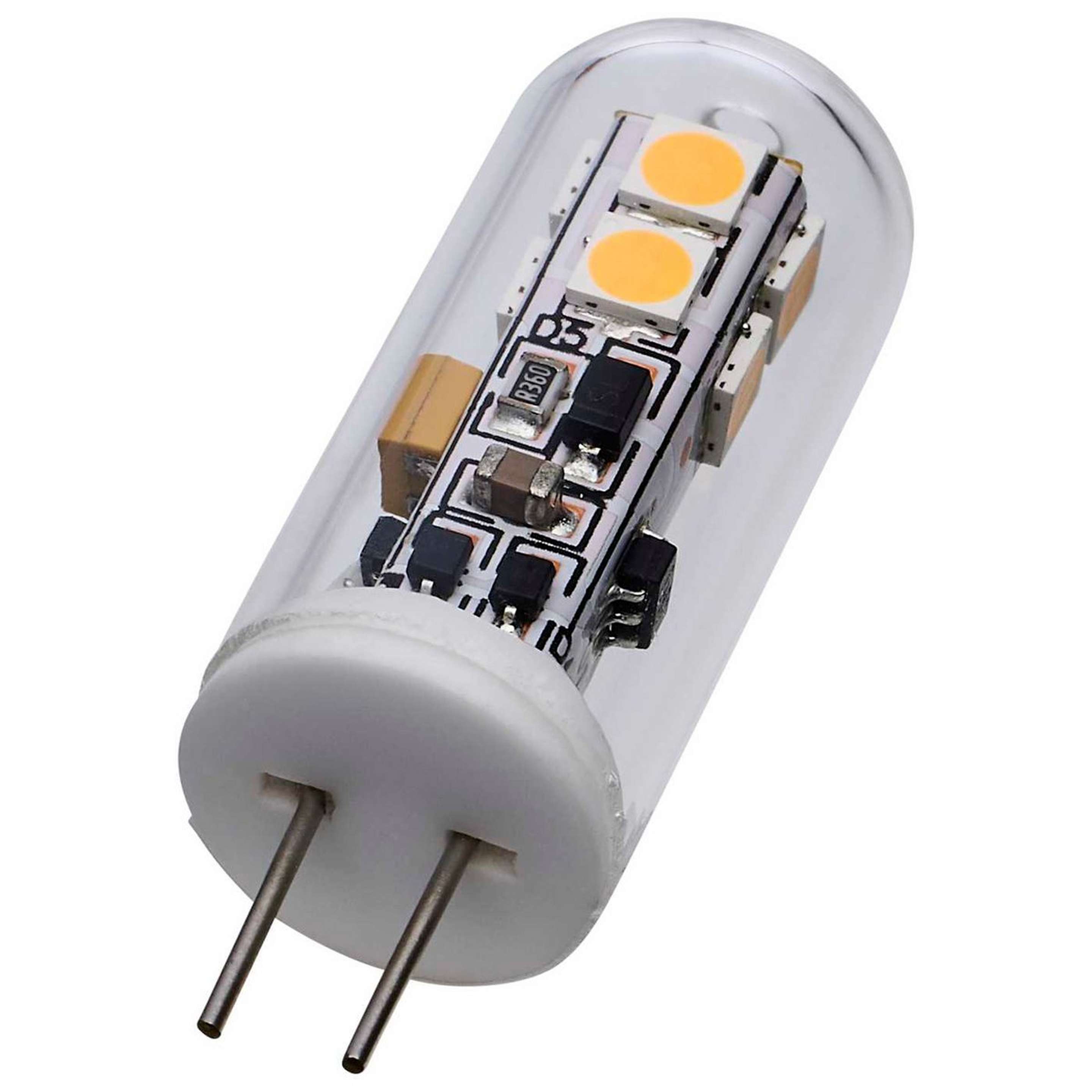 A 2 Watt G4 Base Bi-Pin LED Bulb with Clear color