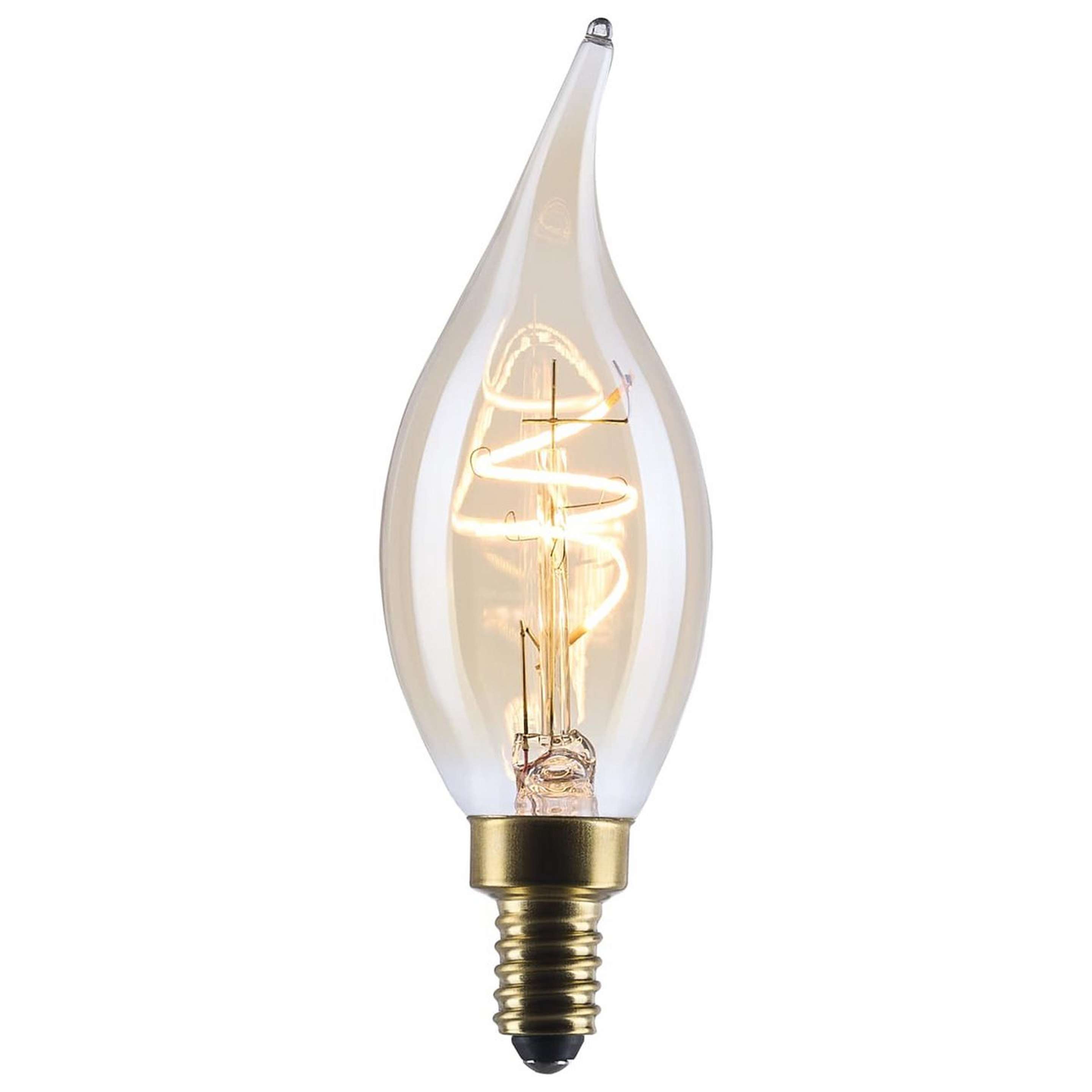 A 3.5 Watt CA11 Candelabra Base LED Bulb - Amber with Clear Amber color