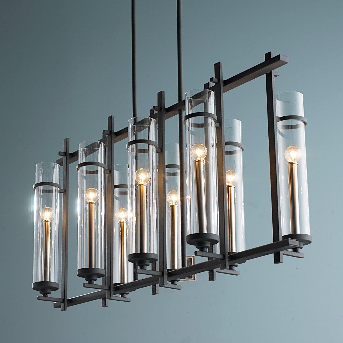 Clearly Modern Glass Tubes Island Chandelier