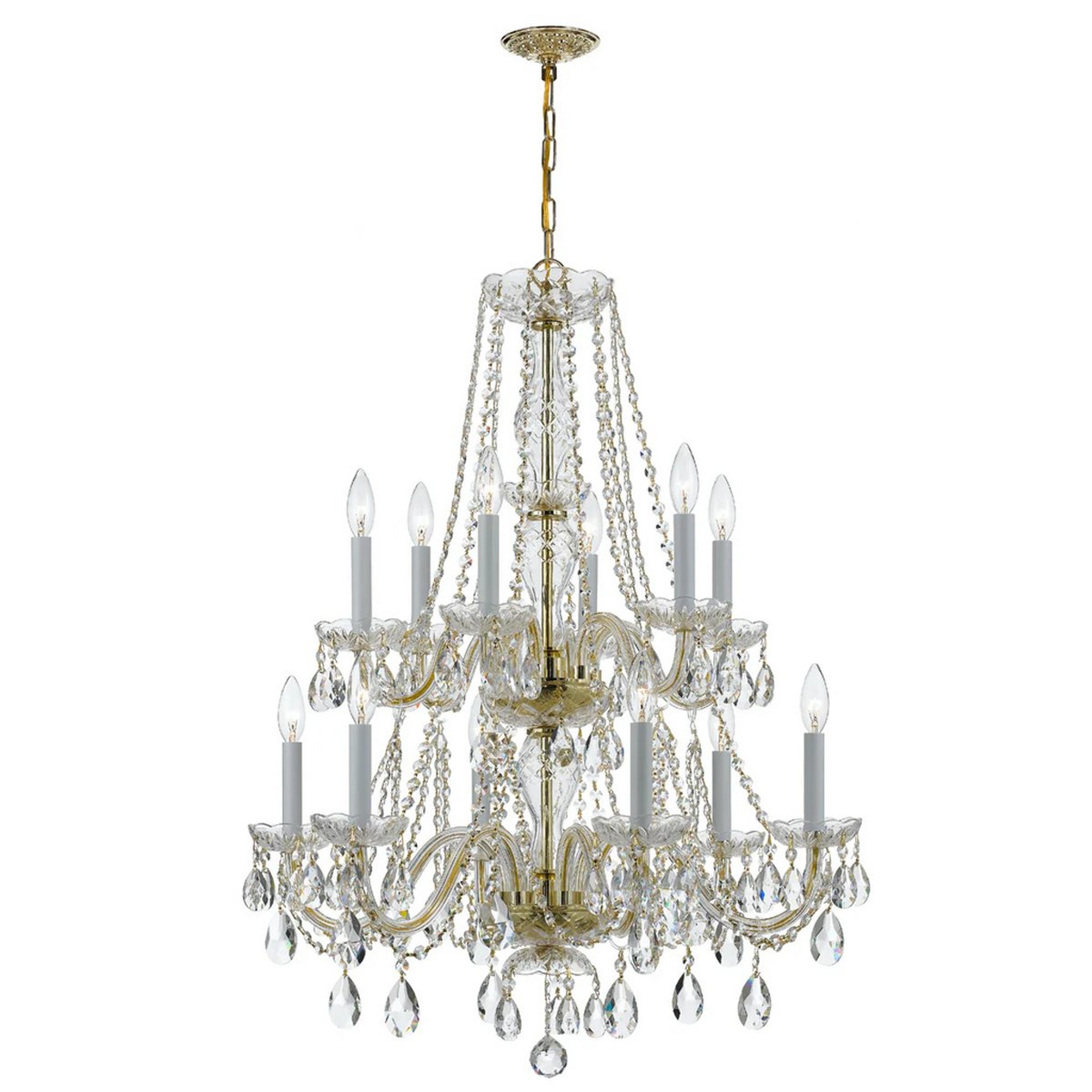 A Garcia Chandelier - 12 Light with Brass / Crystal color