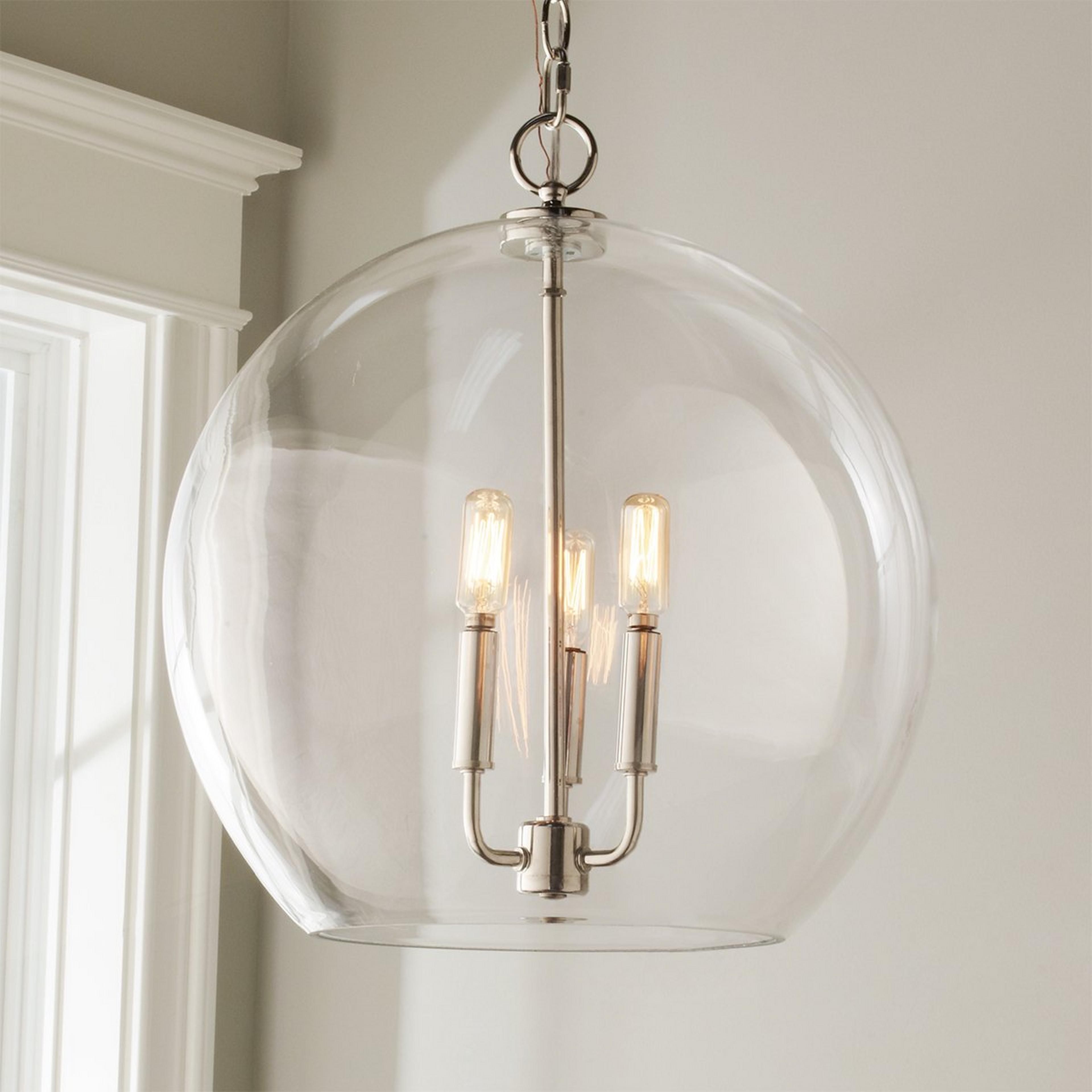 A Clear Glass Sphere Chandelier with Polished Nickel / Clear color
