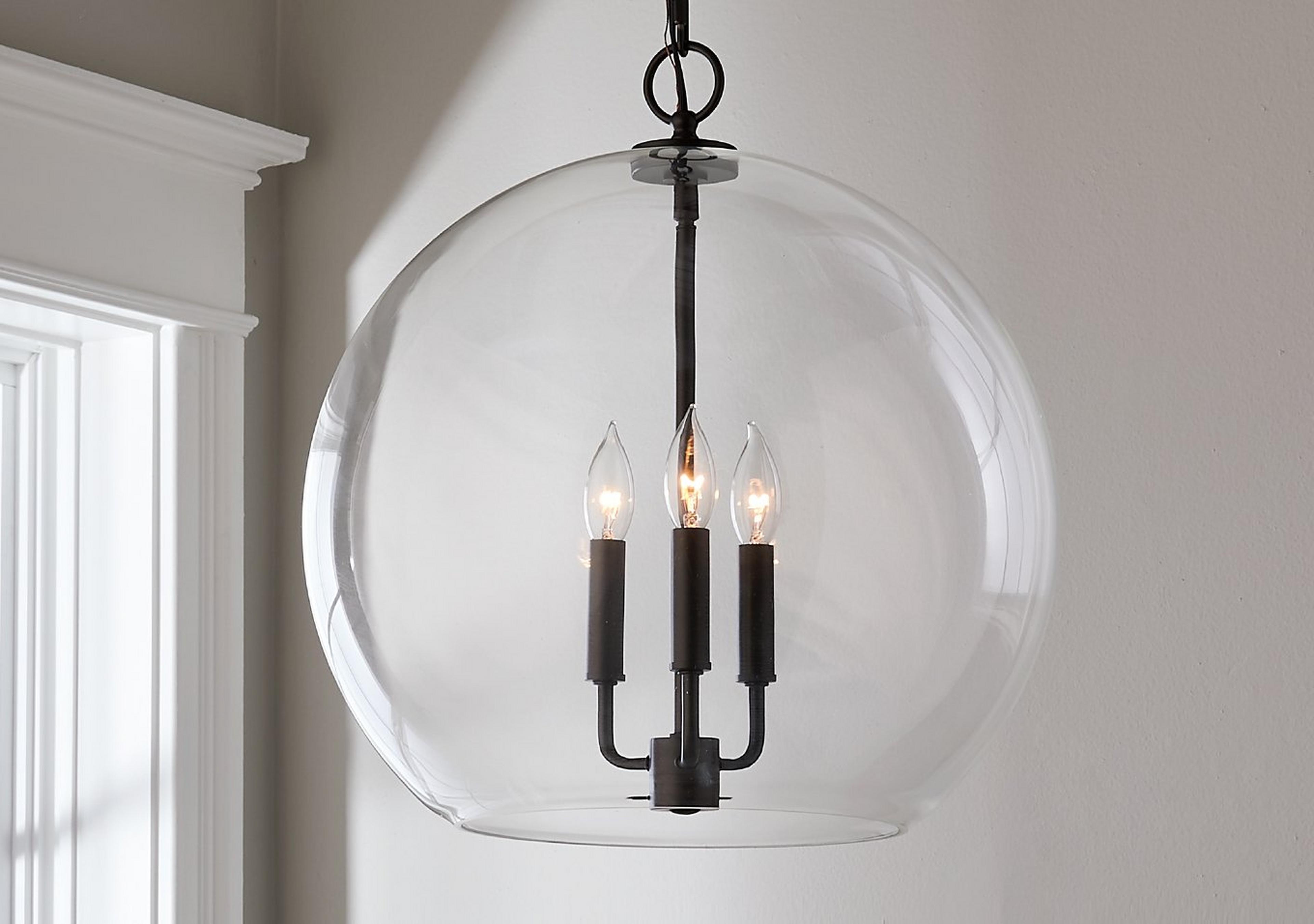 Bronze Clear Glass Sphere Chandelier
