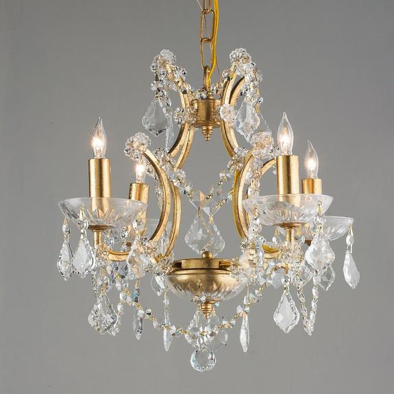 Gold Leaf and Crystal Chandelier