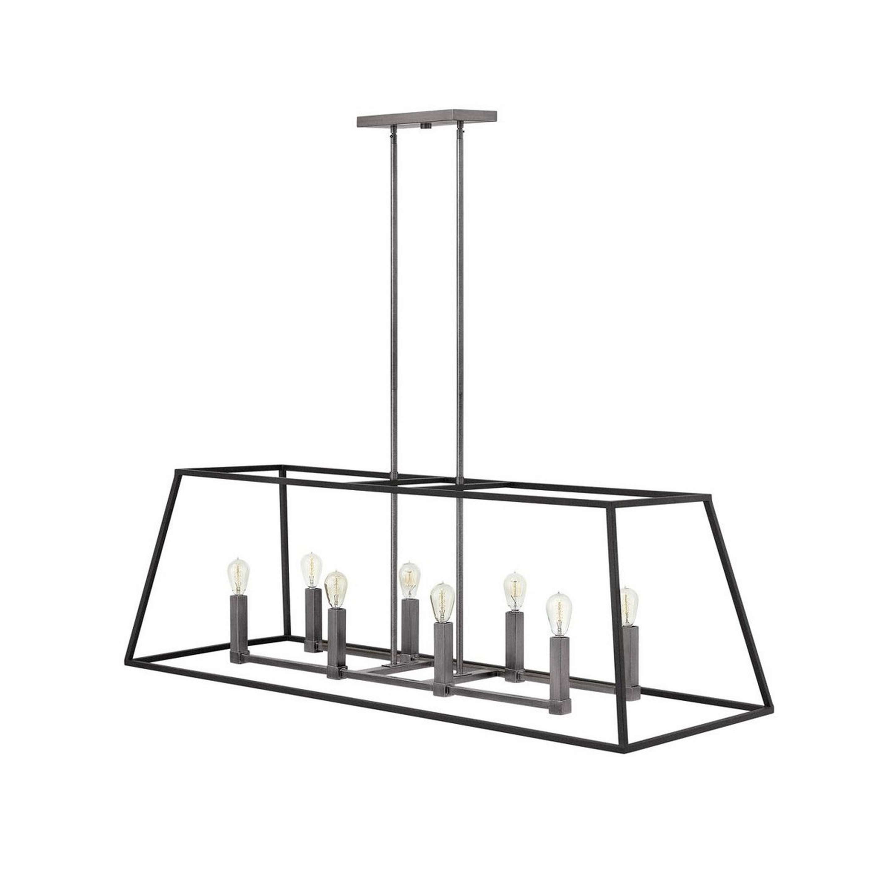 A Sleek Minimalist Island Chandelier - 8 Light with Aged Zinc / Brushed Nickel color