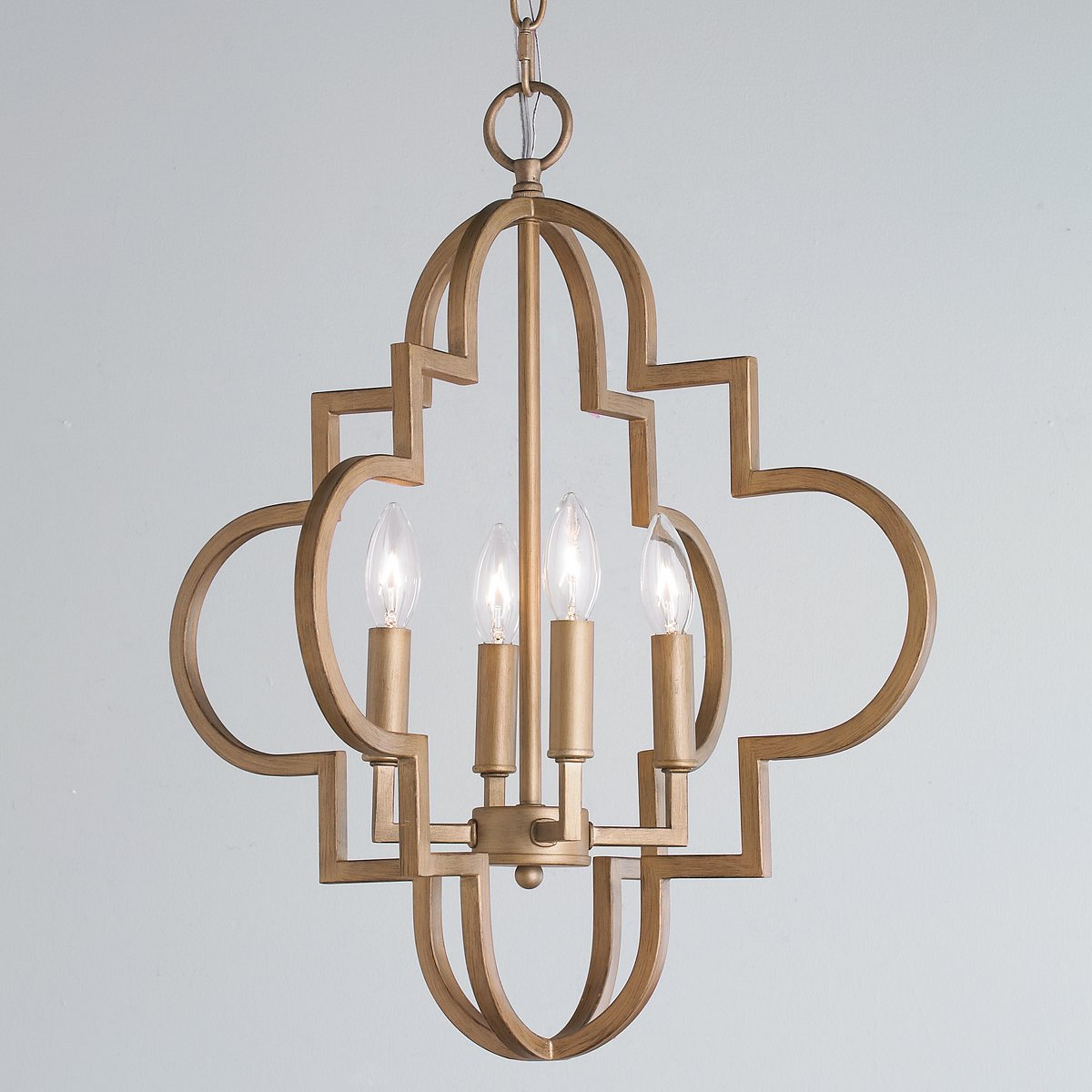 A Contempo Arabesque Chandelier - Small with Aged Gold color