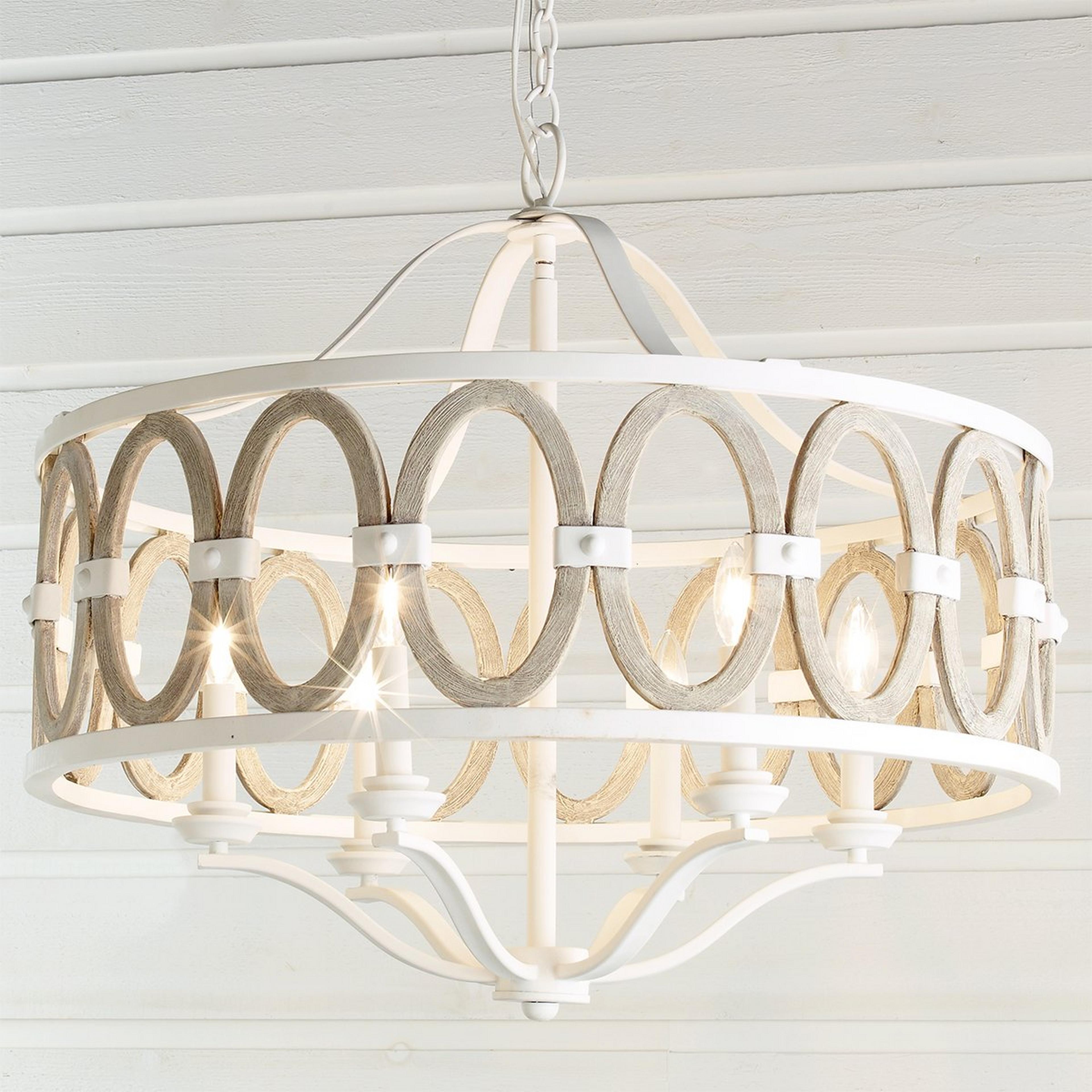 Farmhouse Style Driftwood Entwined Ovals Chandelier
