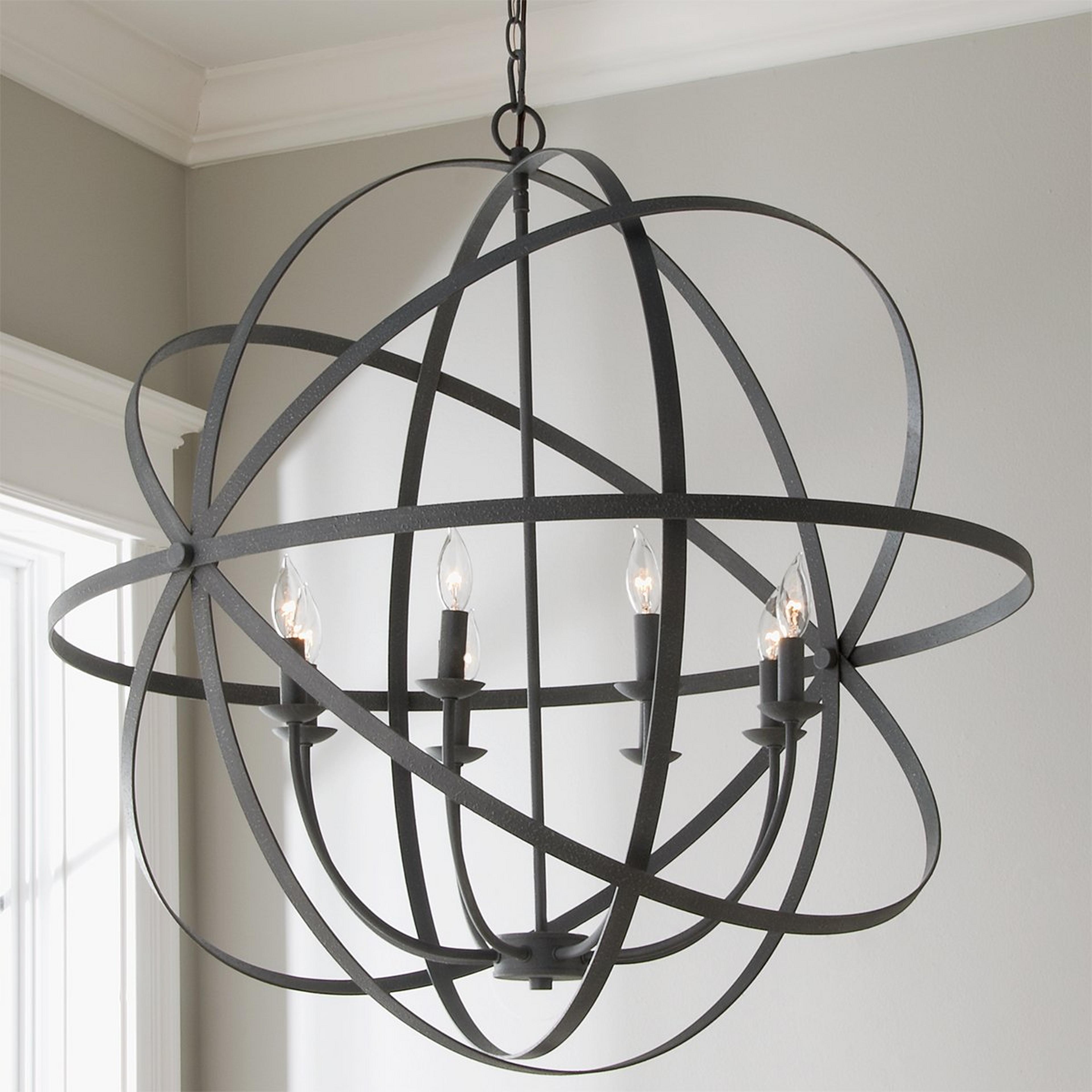 A Orbit Globe Chandelier - 8 Light with Zinc color