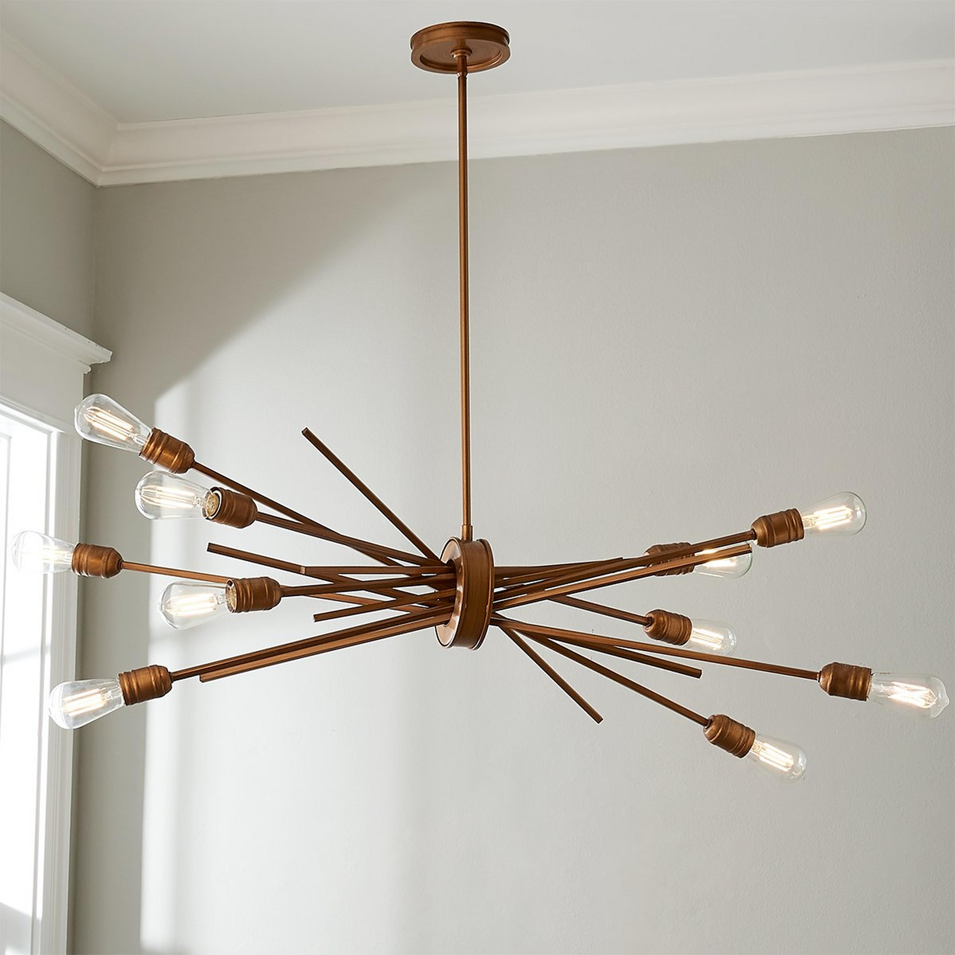 A Industrial Gathered Chandelier - Large with Matte Gold color