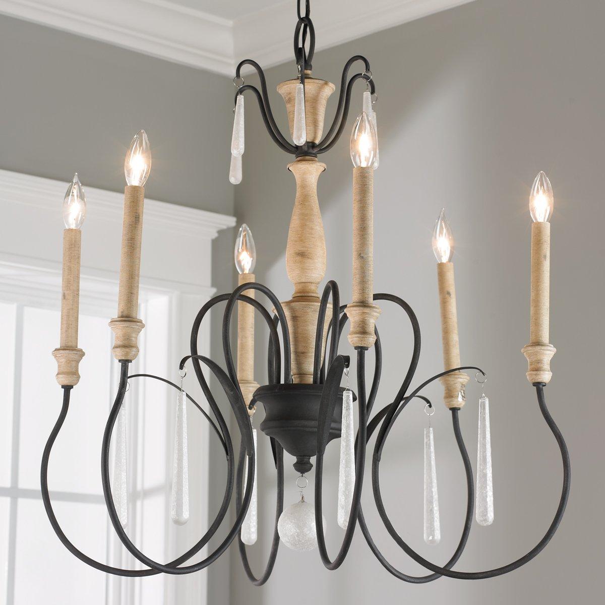 Parchment Glass Accent Chandelier - 6-Light