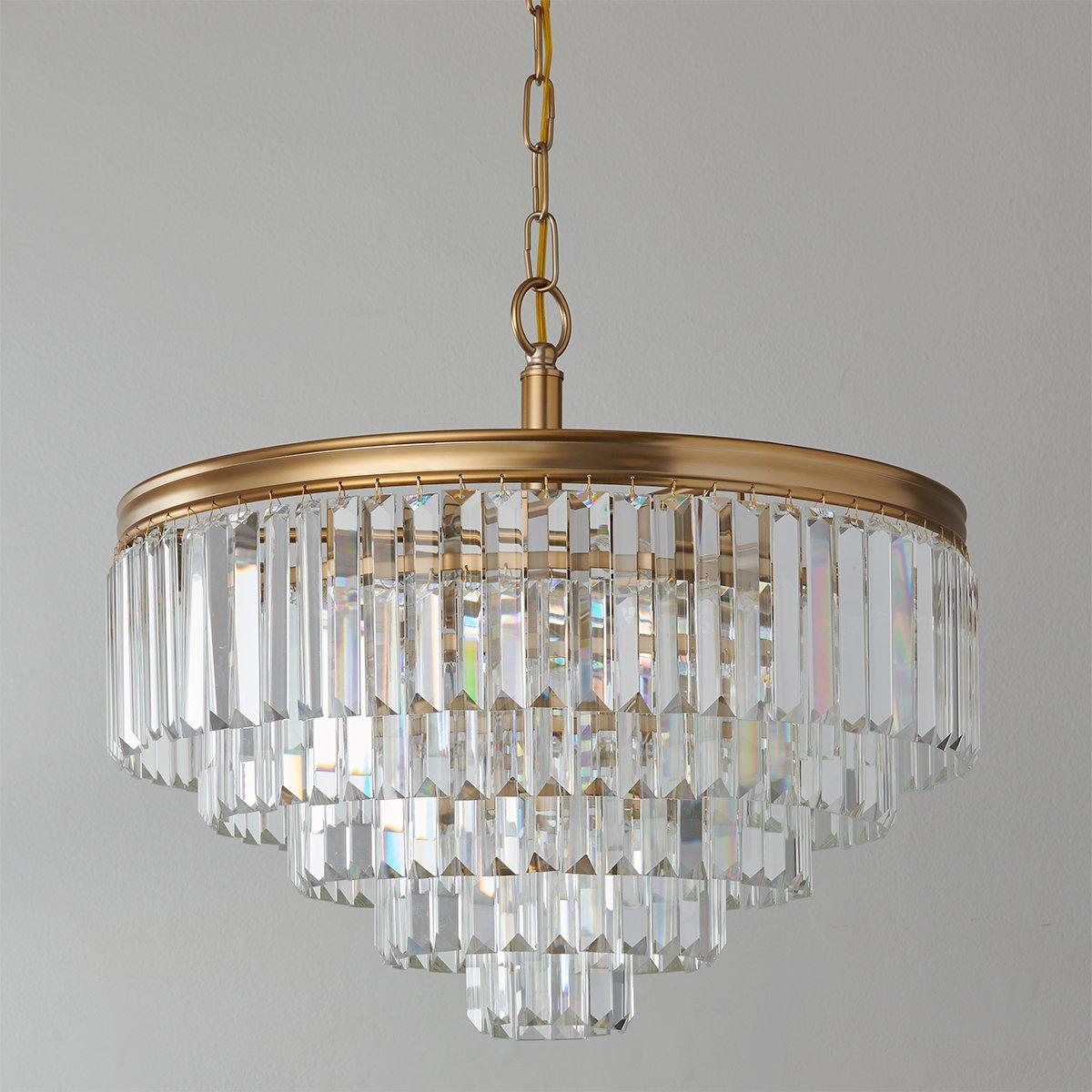 chandelier シェルフ Modern 5-Light Large Linear Chandelier Texture Glass Kitchen
