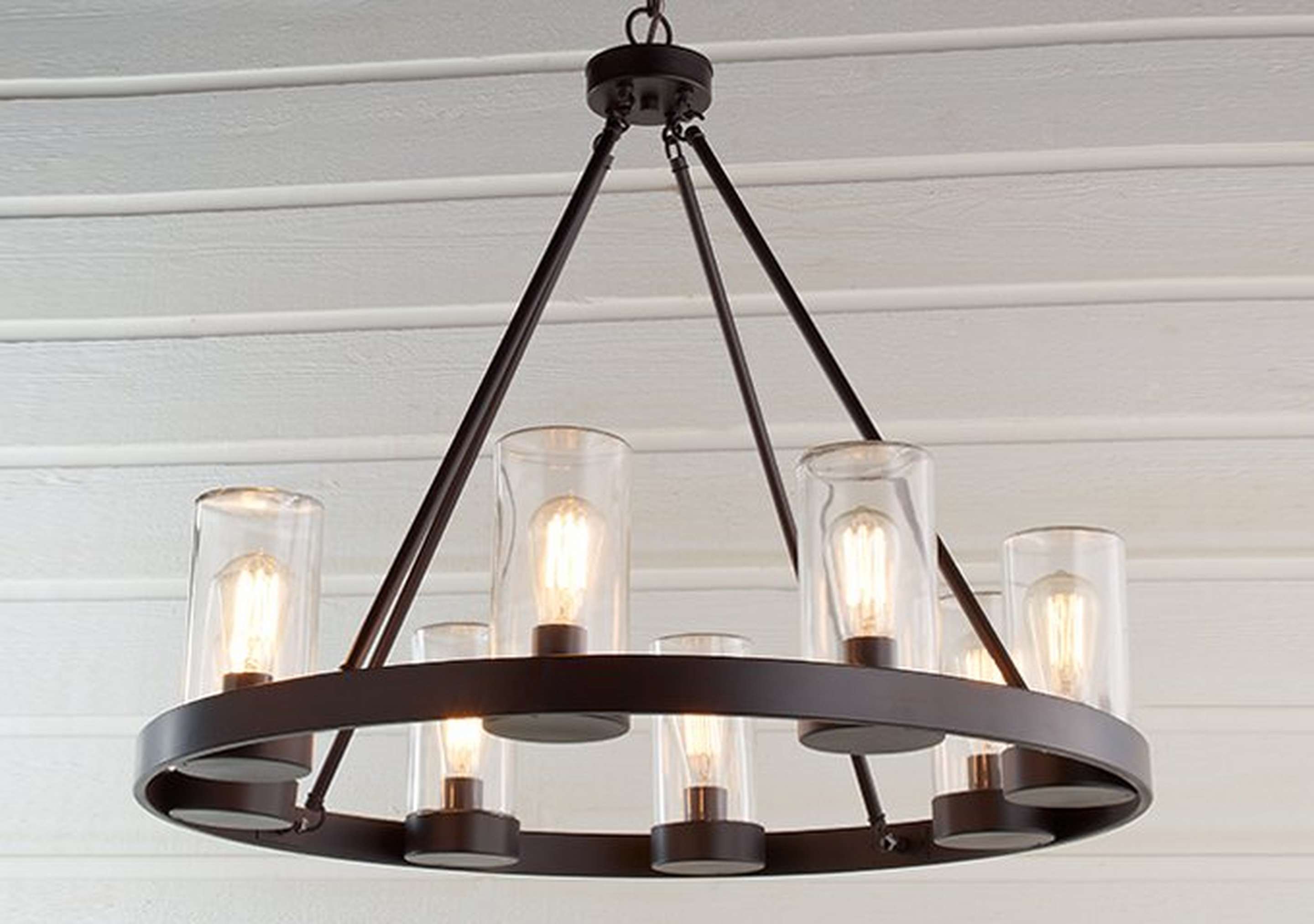 Black Industrial Indoor/Outdoor Round Chandelier