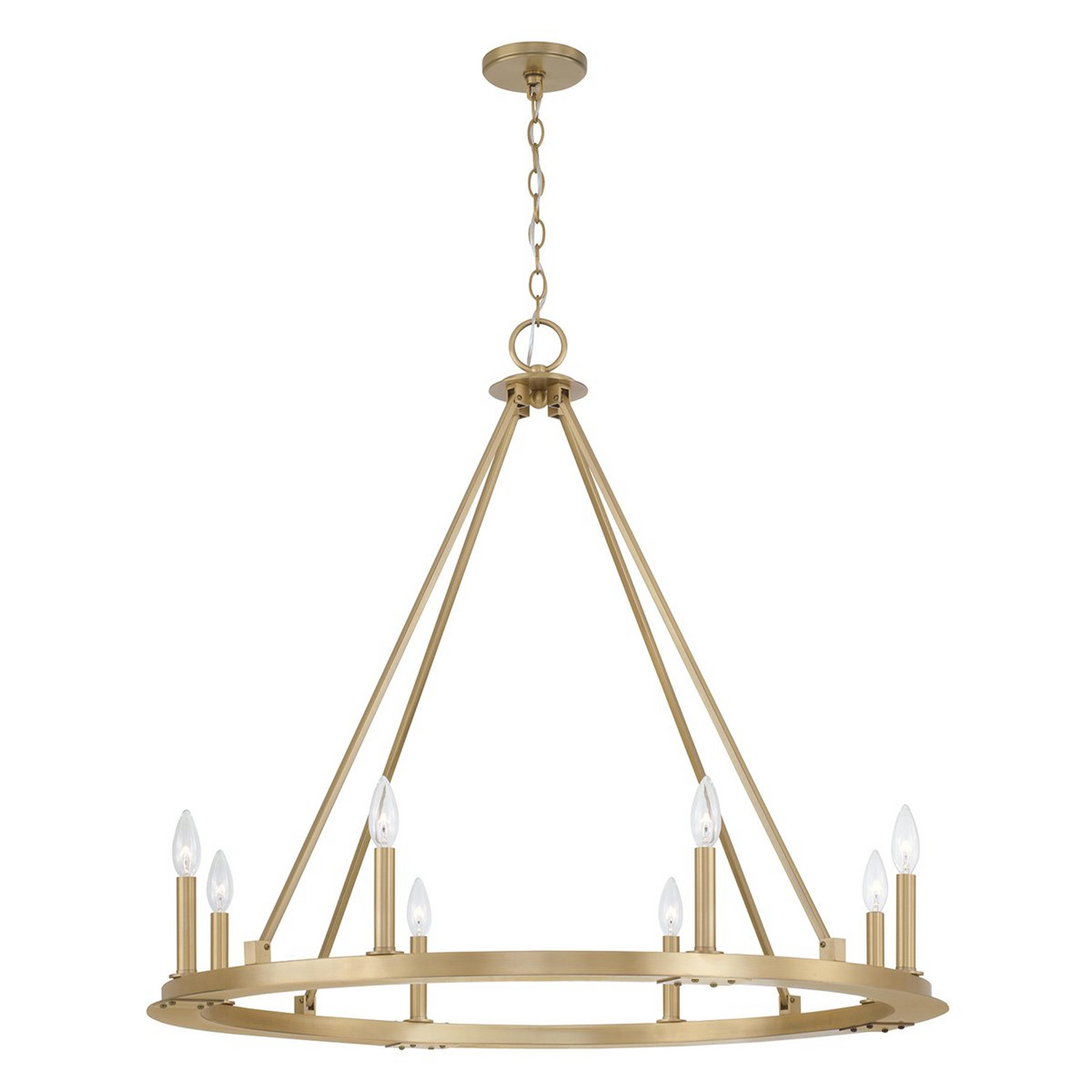 A Minimalist Iron Ring Chandelier - 8 Light with Aged Brass color